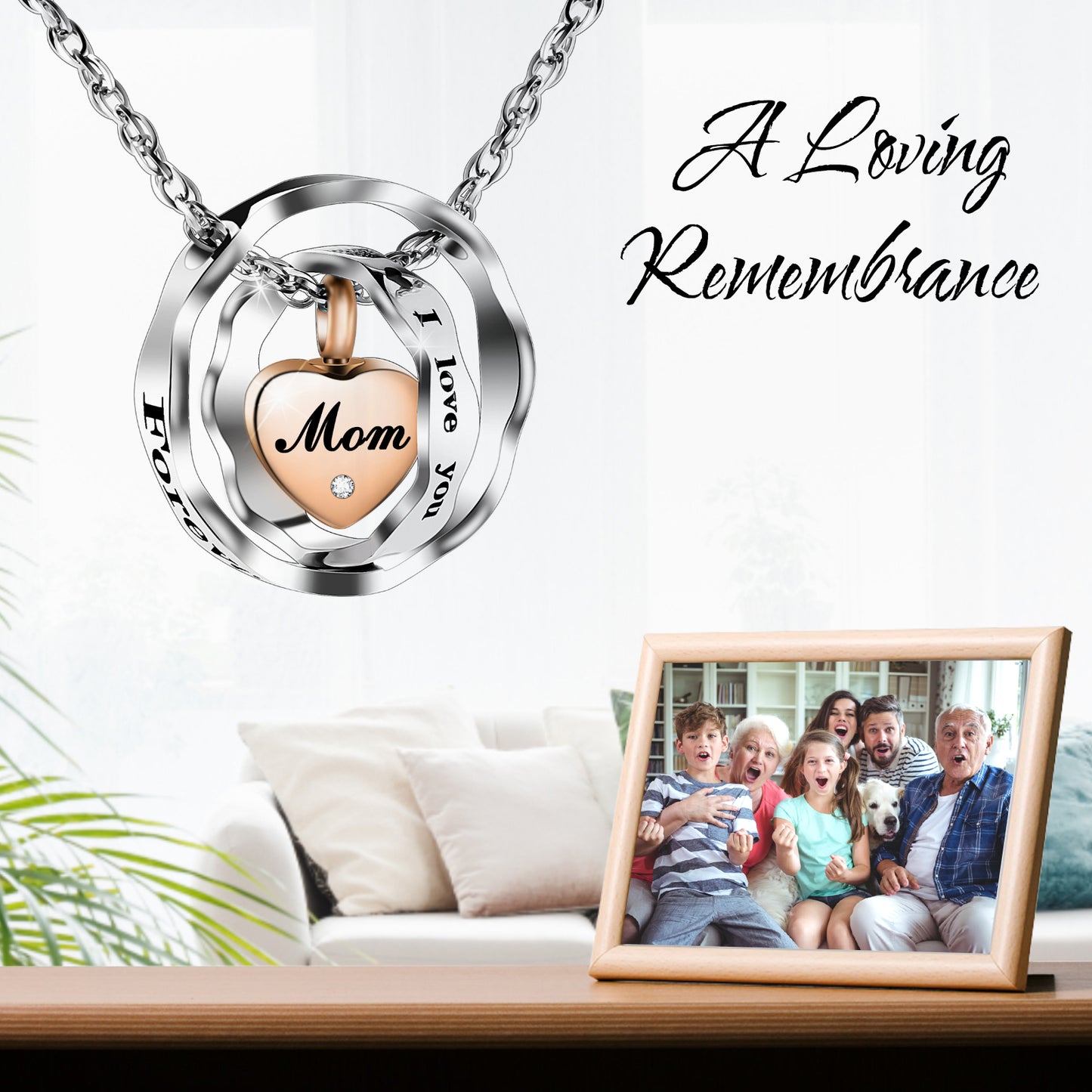 Urn Necklace for Ashes Stainless Steel Cremation Necklace Memorial Keepsake