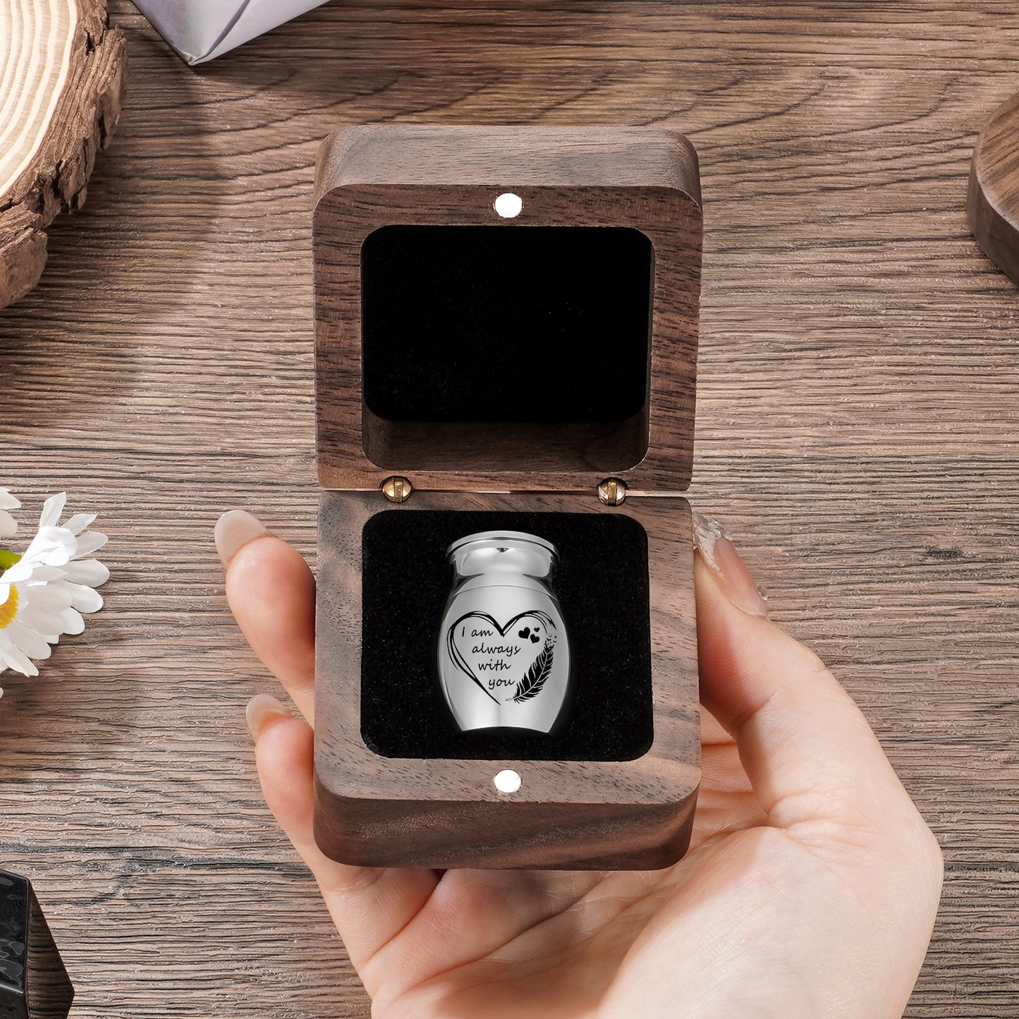 Heart Wood Urn Box Mini Urns for Human Ashes 1.2 Inches Small Urns for Human Ashes Keepsake Heart Cremation Keepsake Urn Small Urn