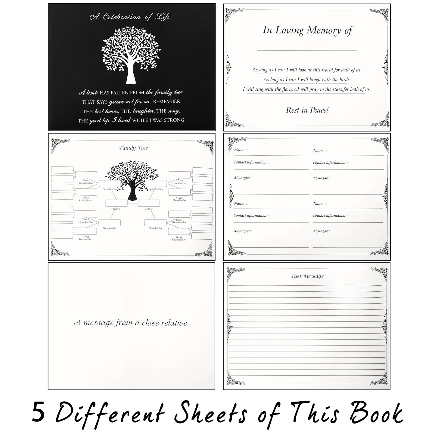 Funeral Guest Book for Memorial Service Celebration of Life Guest Book 80 Pages Funeral Sign-in Book