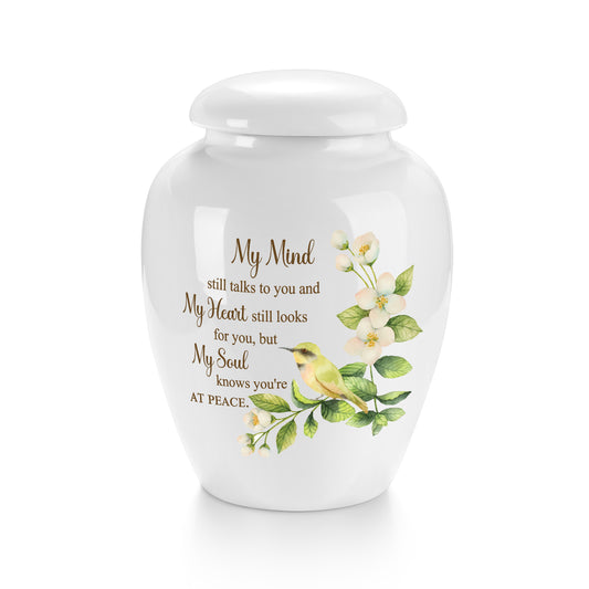 Ceramic Mini Urn for Ashes - Elegant Memorial Keepsake Urn for Human Ashes, Small Cremation Urn for Women Men