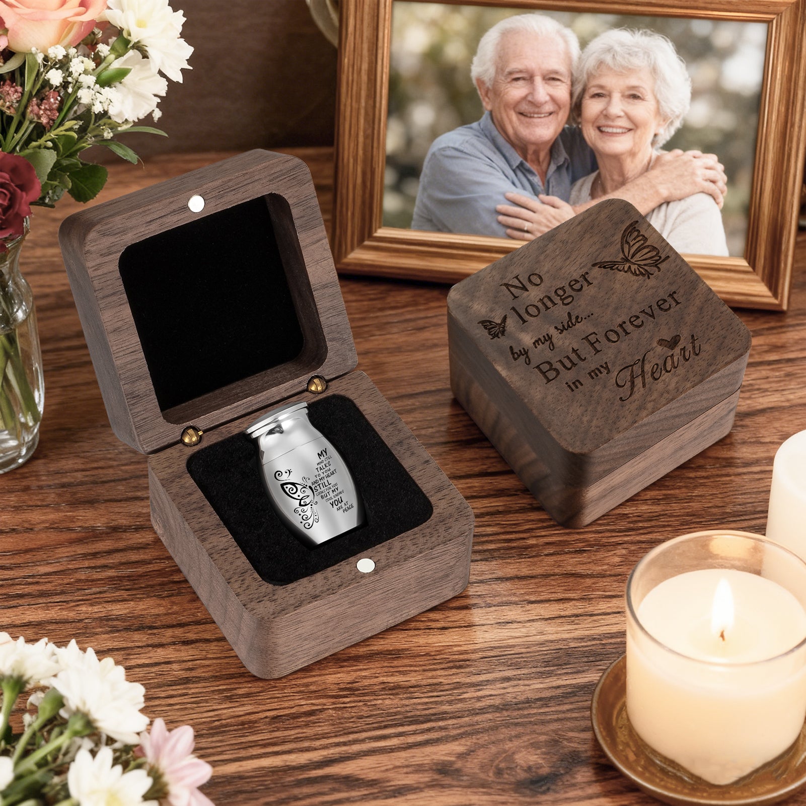 Heart Wood Urn Box Mini Urns for Human Ashes 1.2 Inches Small Urns for Human Ashes Keepsake Heart Cremation Keepsake Urn Small Urn for Ash for Women Men