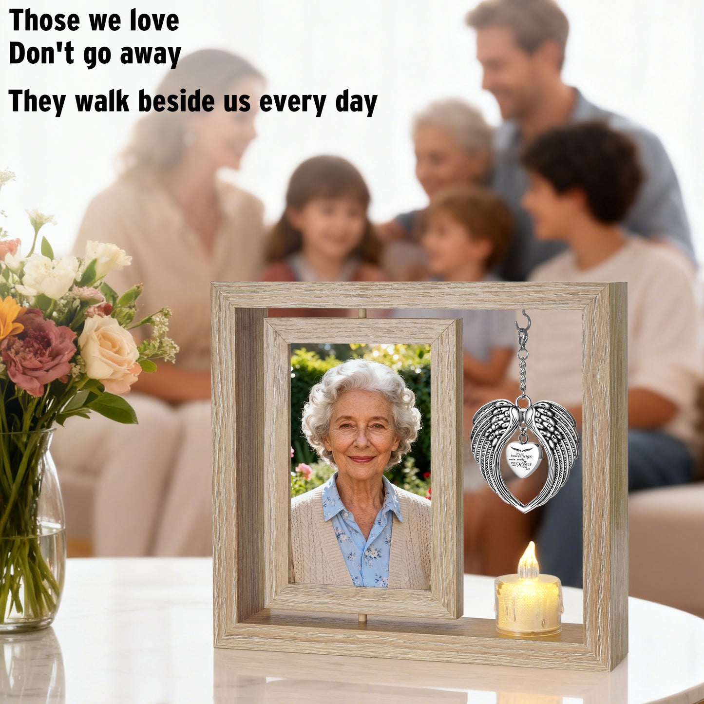 Sympathy Gifts Memorial Picture Frame for Loss of Loved One - Memorial Gifts for Loss of Mom, Rotate Display for Two 4x6 Photos