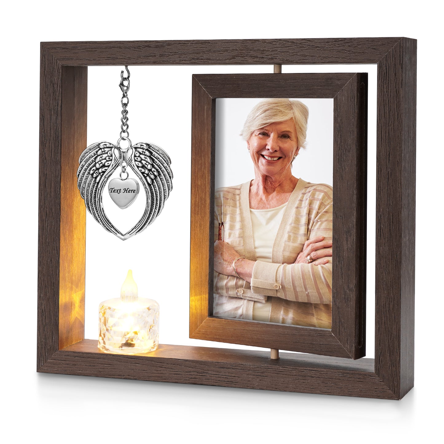 Sympathy Gifts Memorial Picture Frame for Loss of Loved One - Memorial Gifts for Loss of Mom, Rotate Display for Two 4x6 Photos