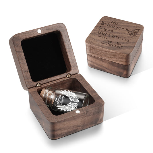 Wooden Box for Ashes Small Glass Urn for Human Ashes Keepsake, Mini Urns for Ashes, Funeral Keepsake