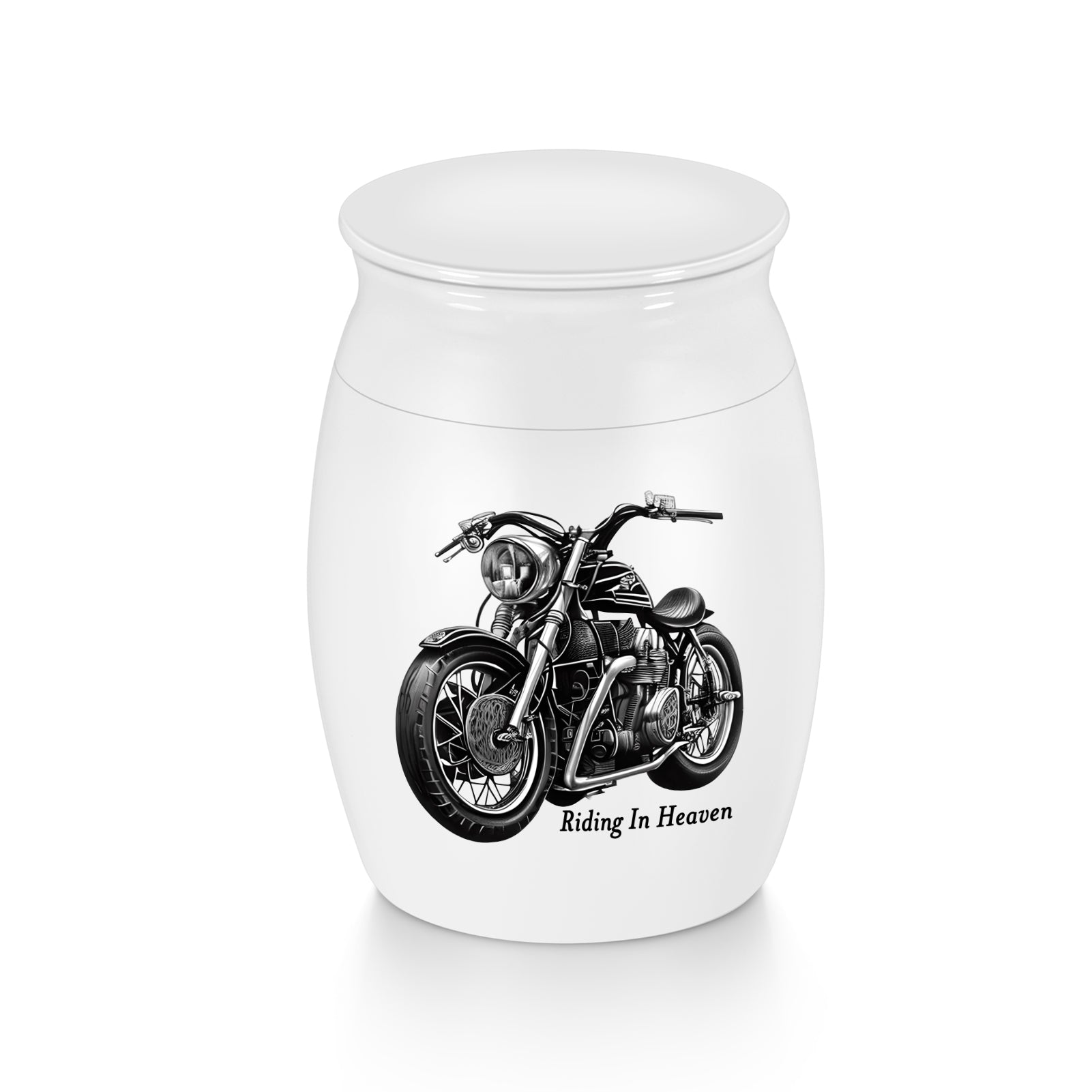 Mini Urns Stainless Steel Decorative Cremation Keepsake for Ashes 1.57 Small Urns Memorial Ashes Urn with Black Motorcycle - Riding in Heaven