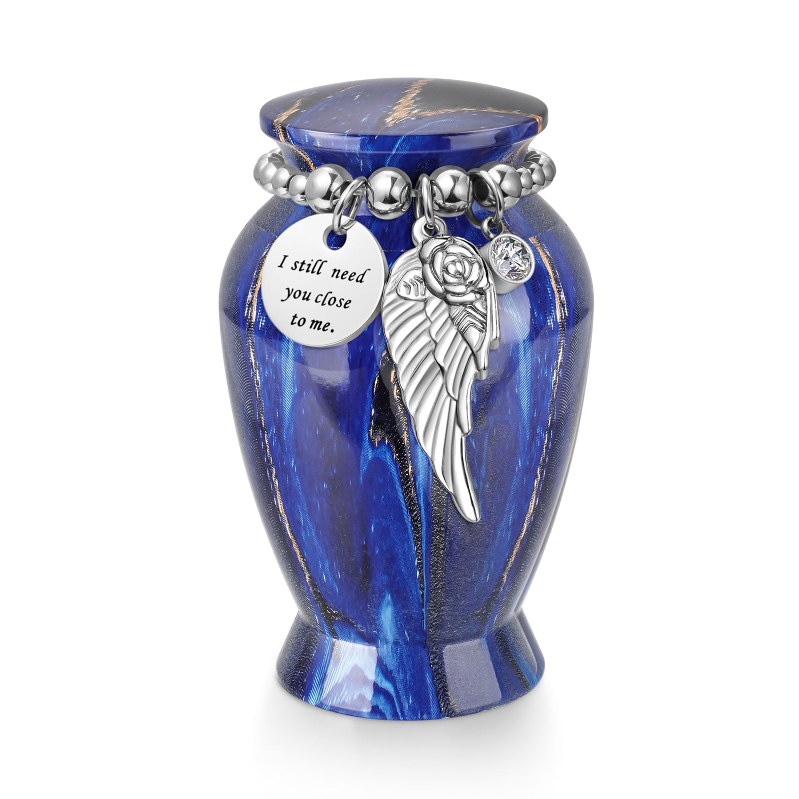 Small Urns for Human Ashes Keepsake, 2.83 Inches Urn for Women Men, Aluminum Cremation Urns for Human Ashes-Lake Green with Heart Urn