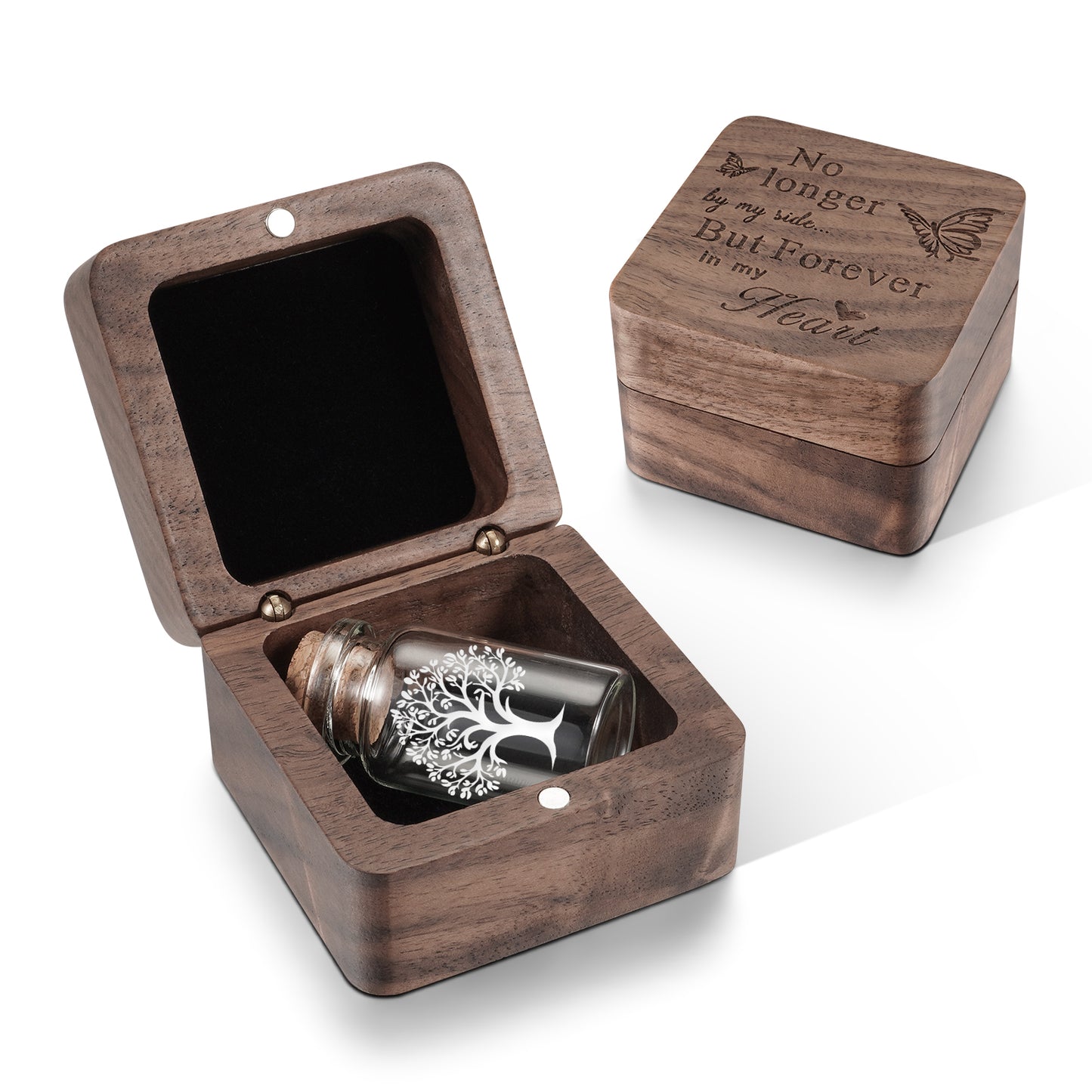 Wooden Box for Ashes Small Glass Urn for Human Ashes Keepsake, Mini Urns for Ashes, Funeral Keepsake