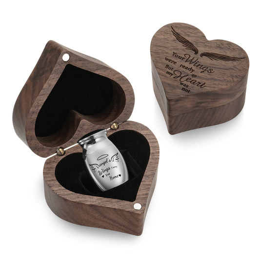 Heart Wood Urn Box Mini Urns for Human Ashes 1.2 Inches Small Urns for Human Ashes Keepsake Heart Cremation Keepsake Urn Small Urn