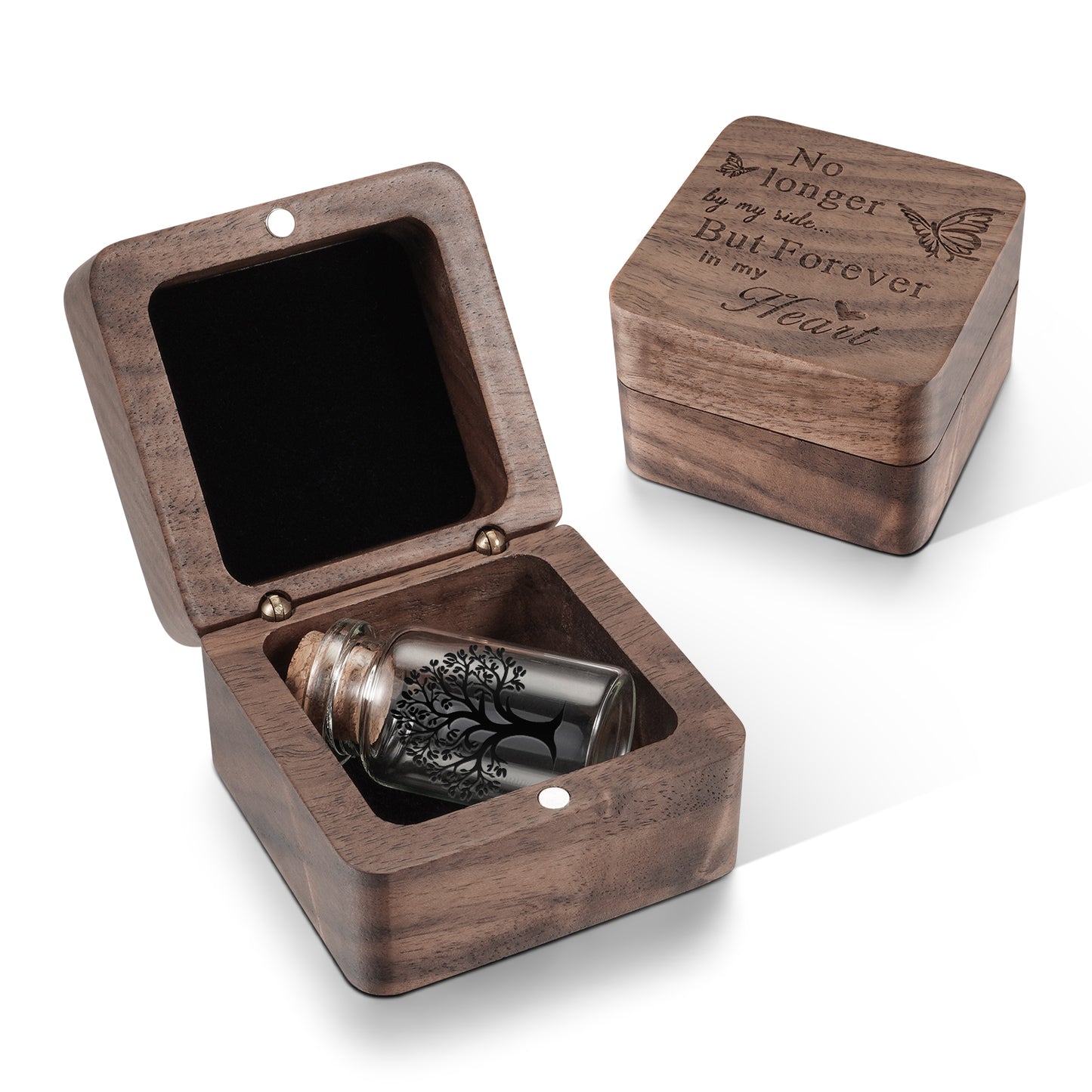 Wooden Box for Ashes Small Glass Urn for Human Ashes Keepsake, Mini Urns for Ashes, Funeral Keepsake