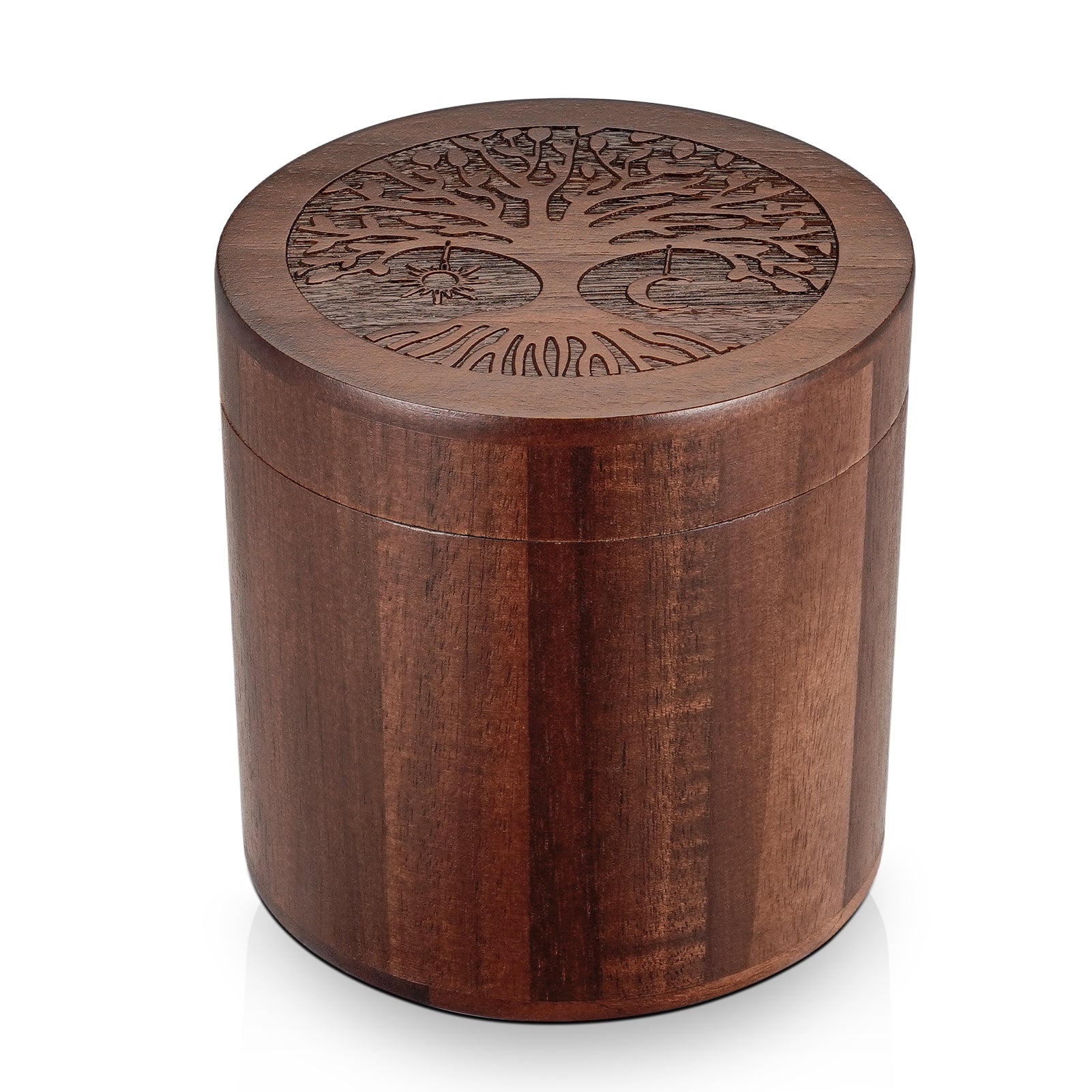 Small Urns for Human Ashes Keepsake, 3.94 Inches Acacia Wood Urn for Women, Brown Mini Urn for Human Ashes, Tree of Life Wooden Box Urns for Female Male