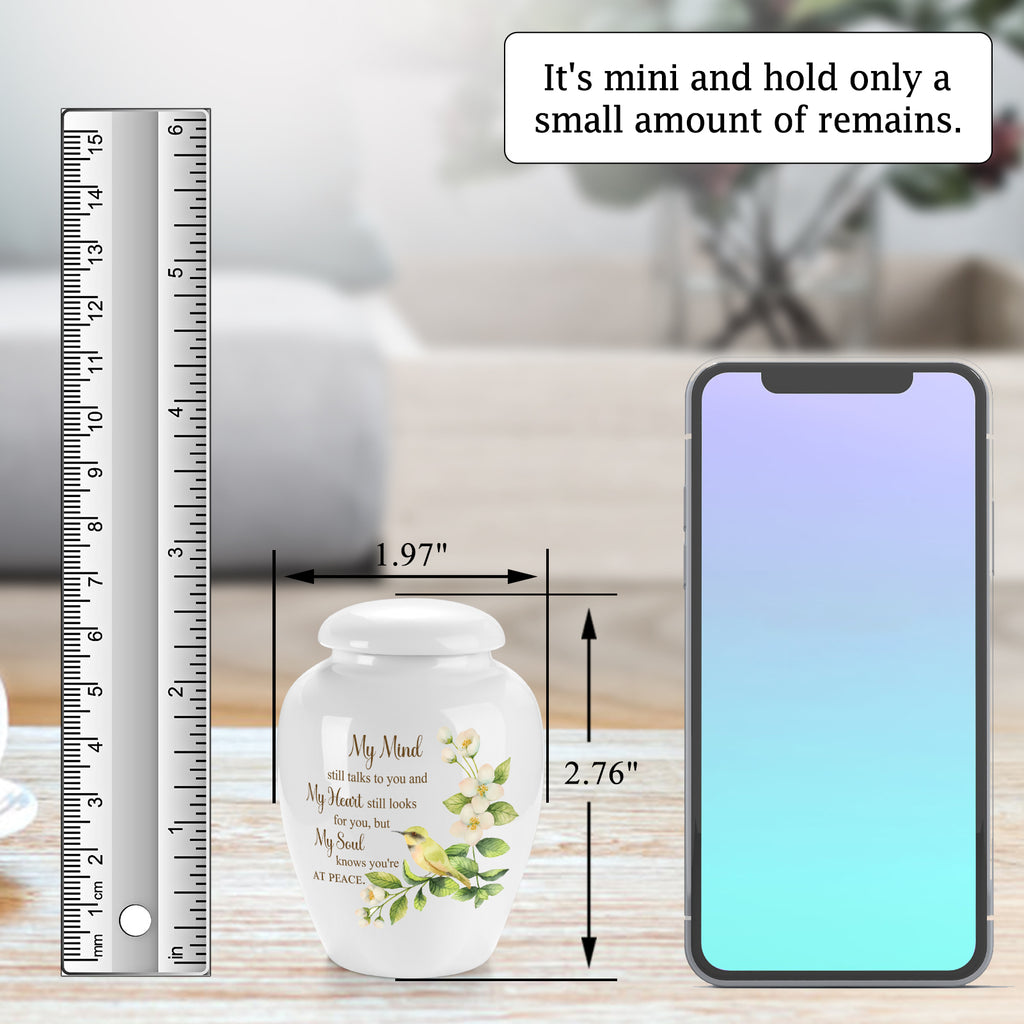 Ceramic Mini Urn for Ashes - Elegant Memorial Keepsake Urn for Human Ashes, Small Cremation Urn for Women Men, Funeral Keepsake Urn with Secure Lid