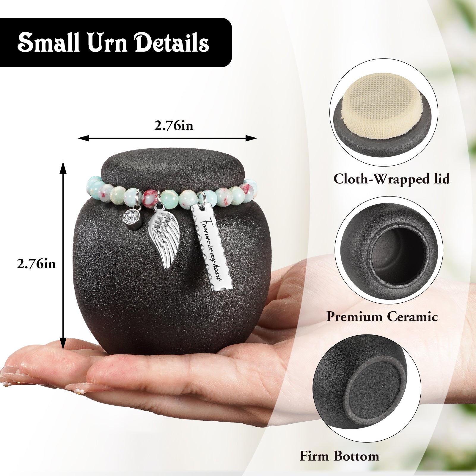 Mini Urn for Human Ashes - 2.76 Inches White Ceramic Urn for Ashes, Memorial Small Holder Decorative Urn, Cremation Funeral Urns for Women Men