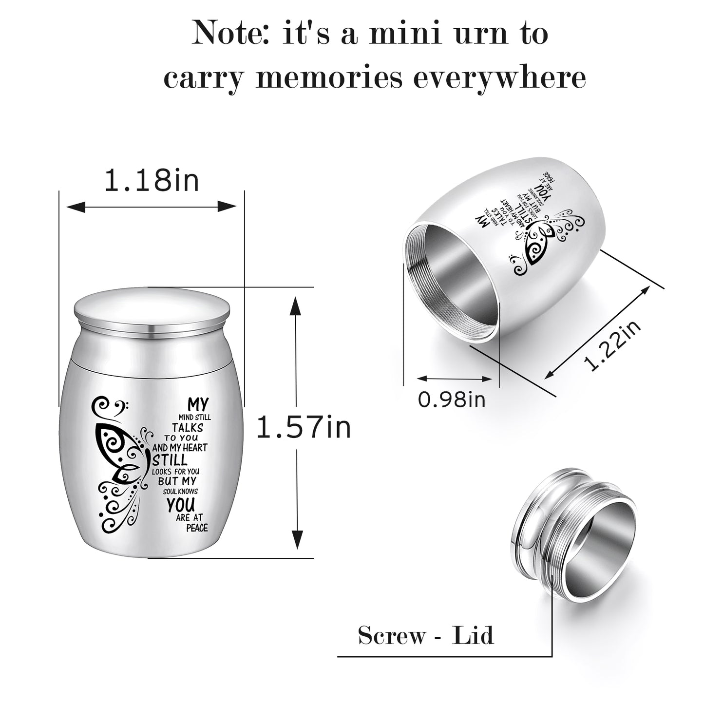 Small Urn for Ashes Small Keepsake Urn for Human Ashes Butterfly Mini Urn Stainless Steel Small Ash Urn