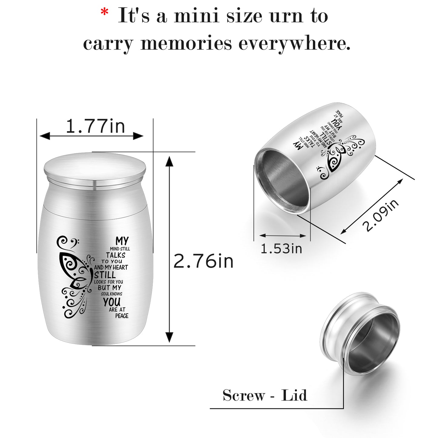 Small Aluminum Keepsake Cremation Urn Butterfly Mini Cremation Urns for Ashes Aluminum Urn