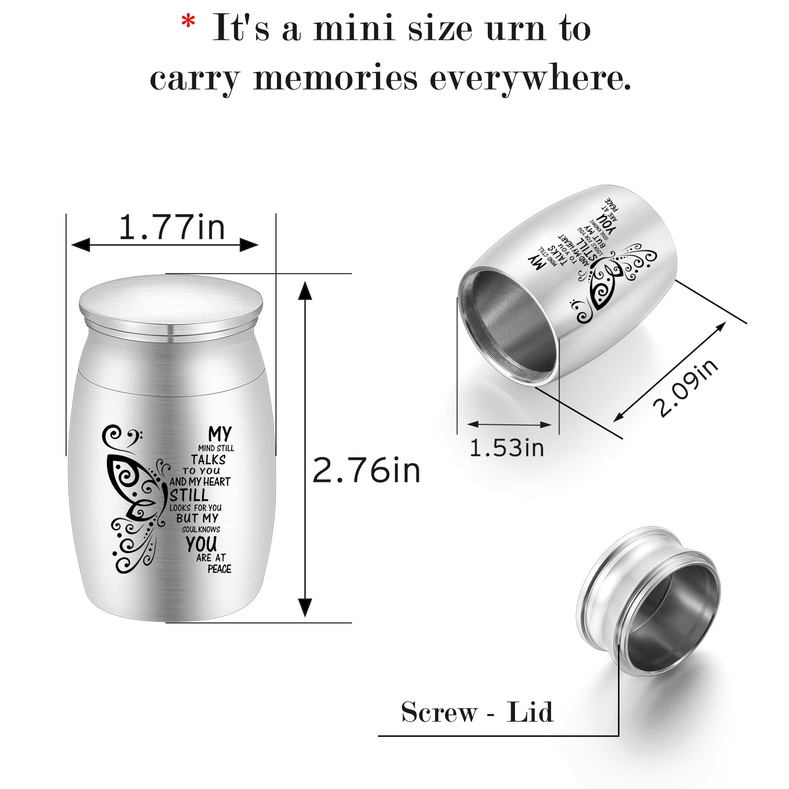 Small Aluminum Keepsake Cremation Urn Butterfly Mini Cremation Urns for Ashes Aluminum Small Memorial Ashes Holder