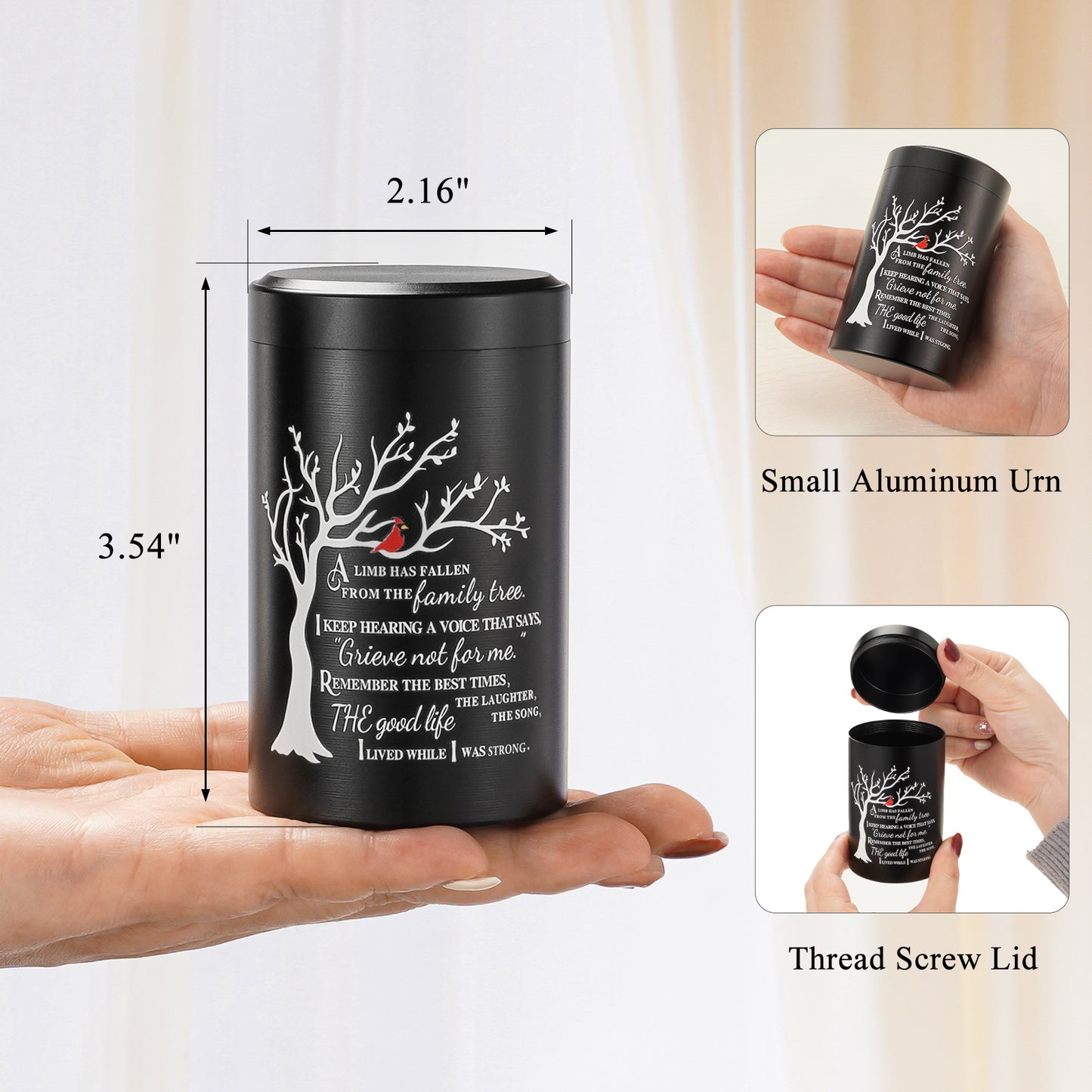 Small Urns for Human Ashes Keepsake, 3.54 Inch Mini Urn for Human Ashes, Memorial Keepsake for Men Women, Cremation Urns for Adult Female Male