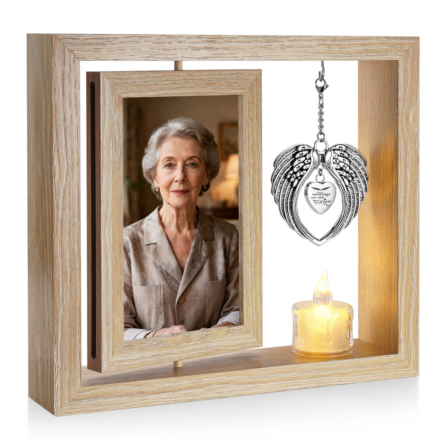 Sympathy Gifts Memorial Picture Frame for Loss of Loved One - Memorial Gifts for Loss of Mom, Rotate Display for Two 4x6 Photos