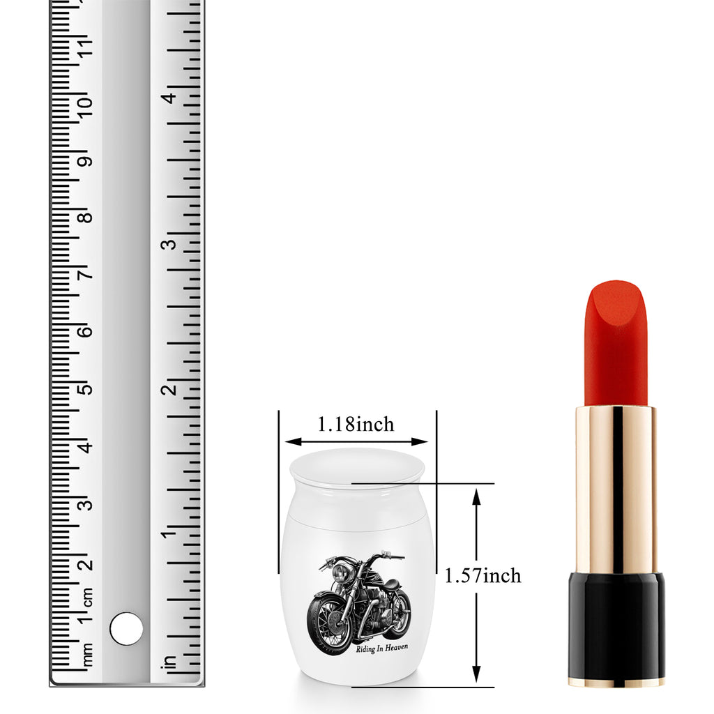 Mini Urns Stainless Steel Decorative Cremation Keepsake for Ashes 1.57 Small Urns Memorial Ashes Urn with Black Motorcycle - Riding in Heaven