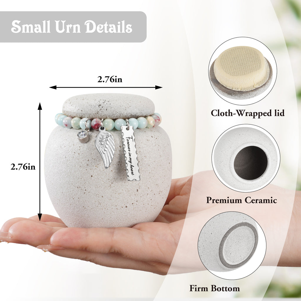 Mini Urn for Human Ashes - 2.76 Inches White Ceramic Urn for Ashes, Memorial Small Holder Decorative Urn, Cremation Funeral Urns for Women Men