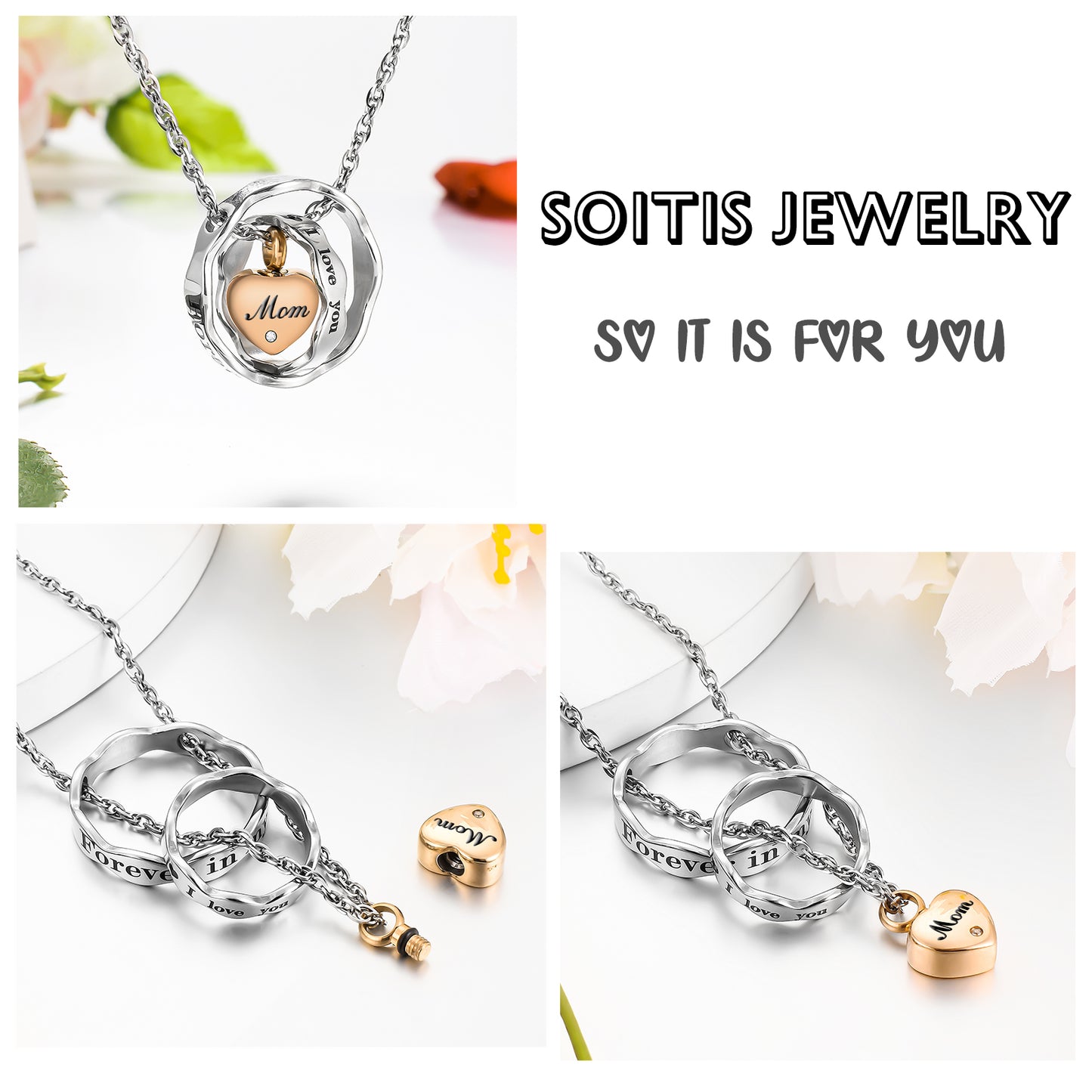 Urn Necklace for Ashes Stainless Steel Cremation Necklace Memorial Keepsake