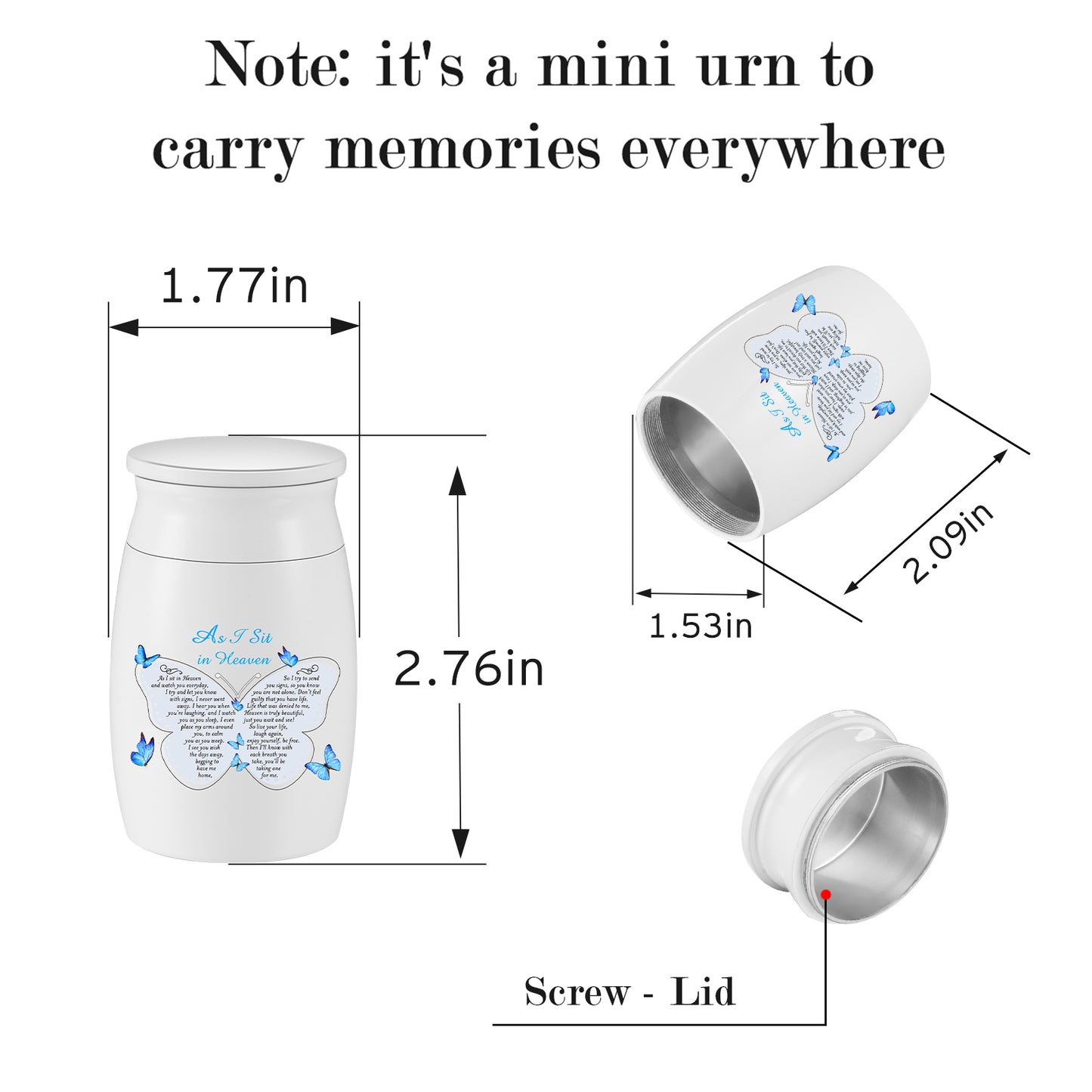 Small Urns for Human Ashes Aluminium Mini Keepsake Urn Butterflies Small Cremation Urns Memorial Ashes Keepsake