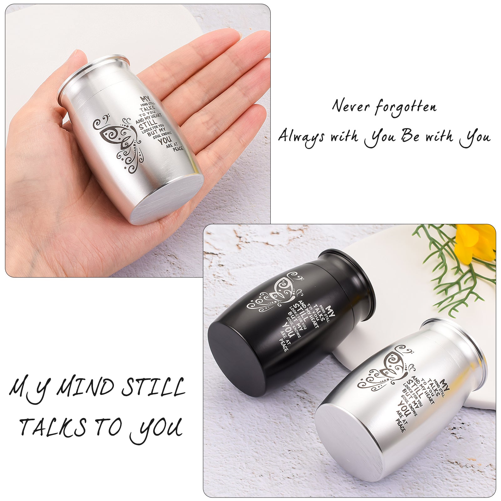 Small Aluminum Keepsake Cremation Urn Butterfly Mini Cremation Urns for Ashes Aluminum Small Memorial Ashes Holder