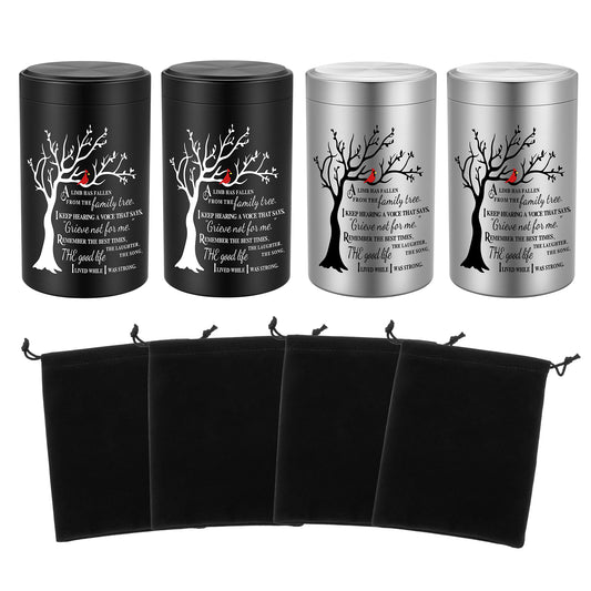 Set of 4 Small Urns for Human Ashes Keepsake 3.54 Inches Stainless Steel Mini Urns for Ashes Cremation Urns Funeral Keepsake