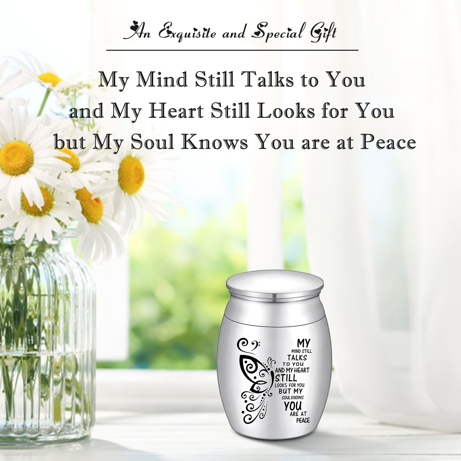 Small Urn for Ashes 1.57 Inches Small Keepsake Urn for Human Ashes Butterfly Mini Urn Stainless Steel Ash Holder Small Ash Urn for Women Keepsake