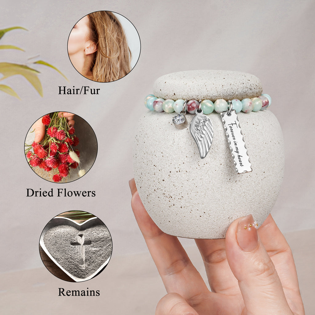 Mini Urn for Human Ashes - 2.76 Inches White Ceramic Urn for Ashes, Memorial Small Holder Decorative Urn, Cremation Funeral Urns for Women Men