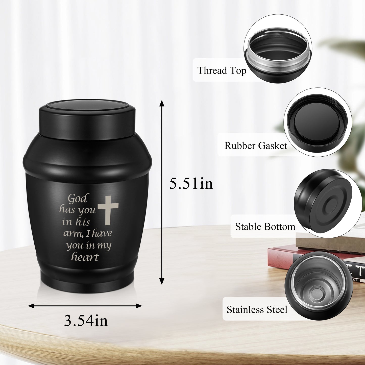 Urns for Human Ashes Stainless Steel Urn for Ashes Keepsake, Cremation Urns Memorial Holder, Funeral Decorative Urn