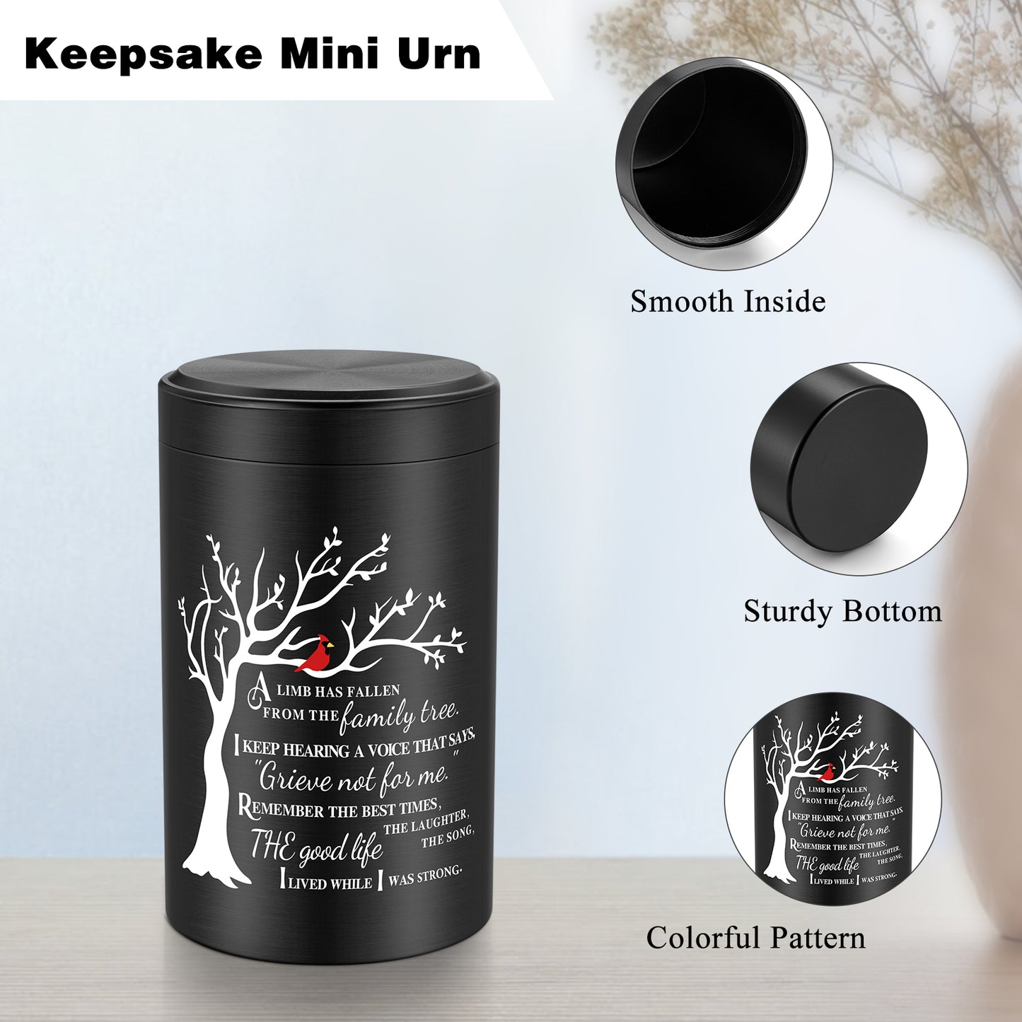 Small Urns for Human Ashes Keepsake, 3.54 Inch Mini Urn for Human Ashes, Memorial Keepsake for Men Women, Cremation Urns for Adult Female Male
