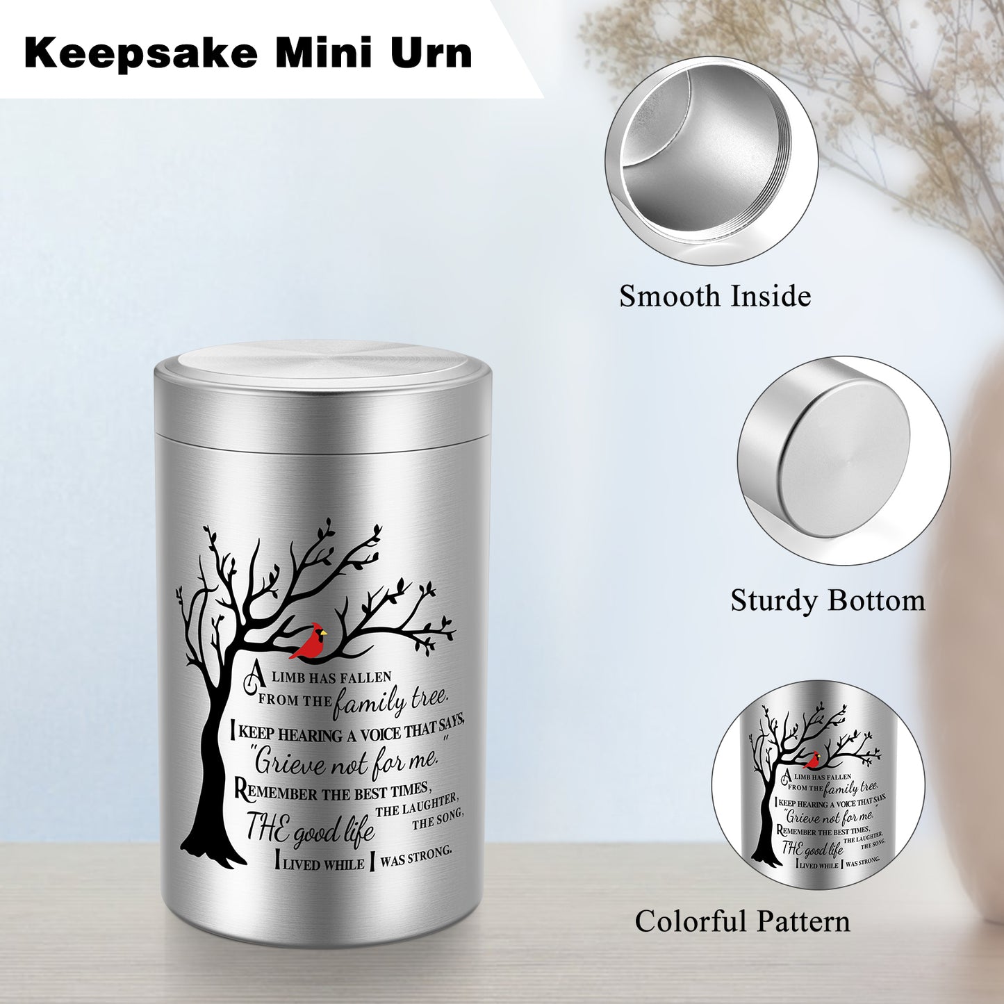Small Urns for Human Ashes Keepsake, 3.54 Inch Mini Urn for Human Ashes, Memorial Keepsake for Men Women, Cremation Urns for Adult Female Male
