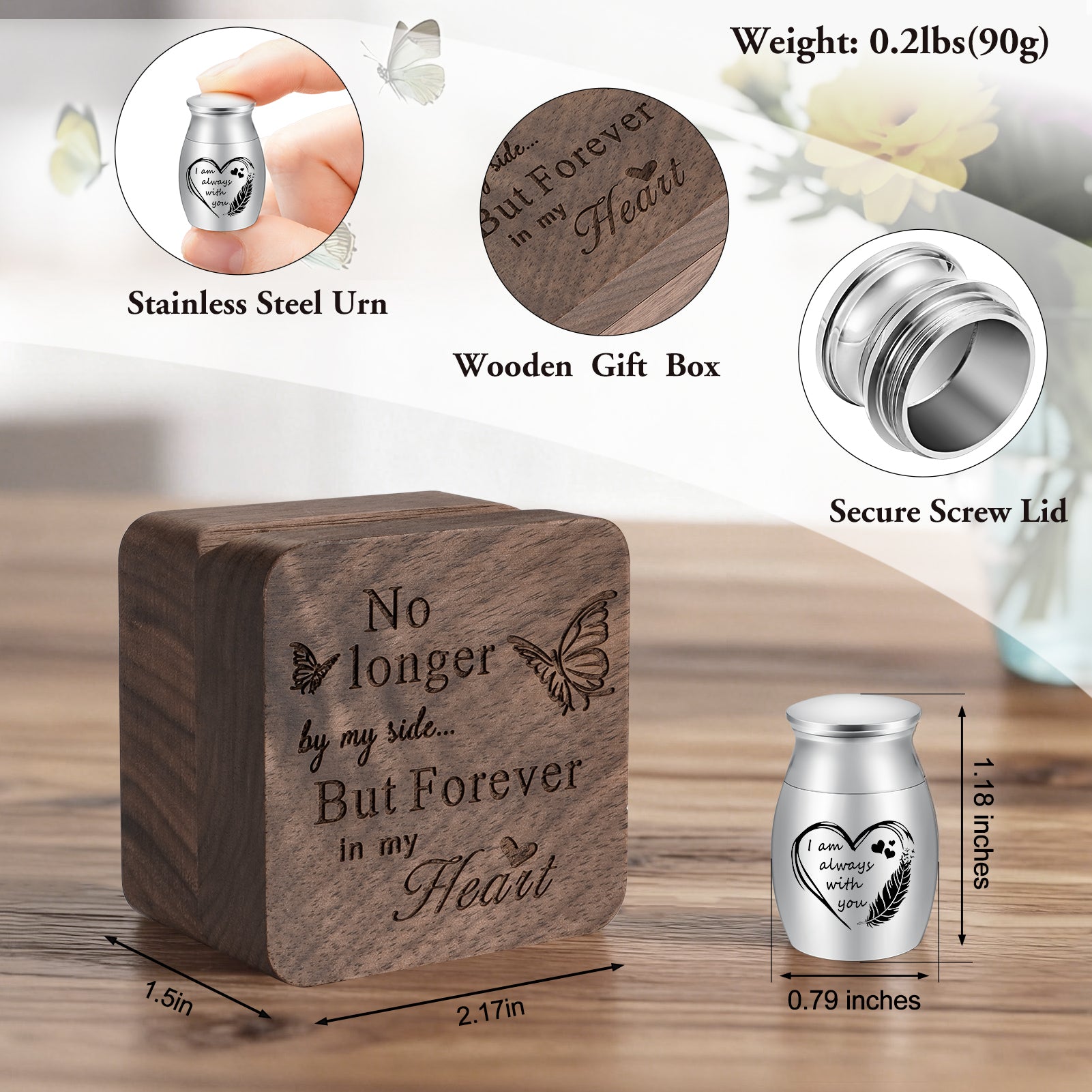 Heart Wood Urn Box Mini Urns for Human Ashes 1.2 Inches Small Urns for Human Ashes Keepsake Heart Cremation Keepsake Urn Small Urn for Ash for Women Men