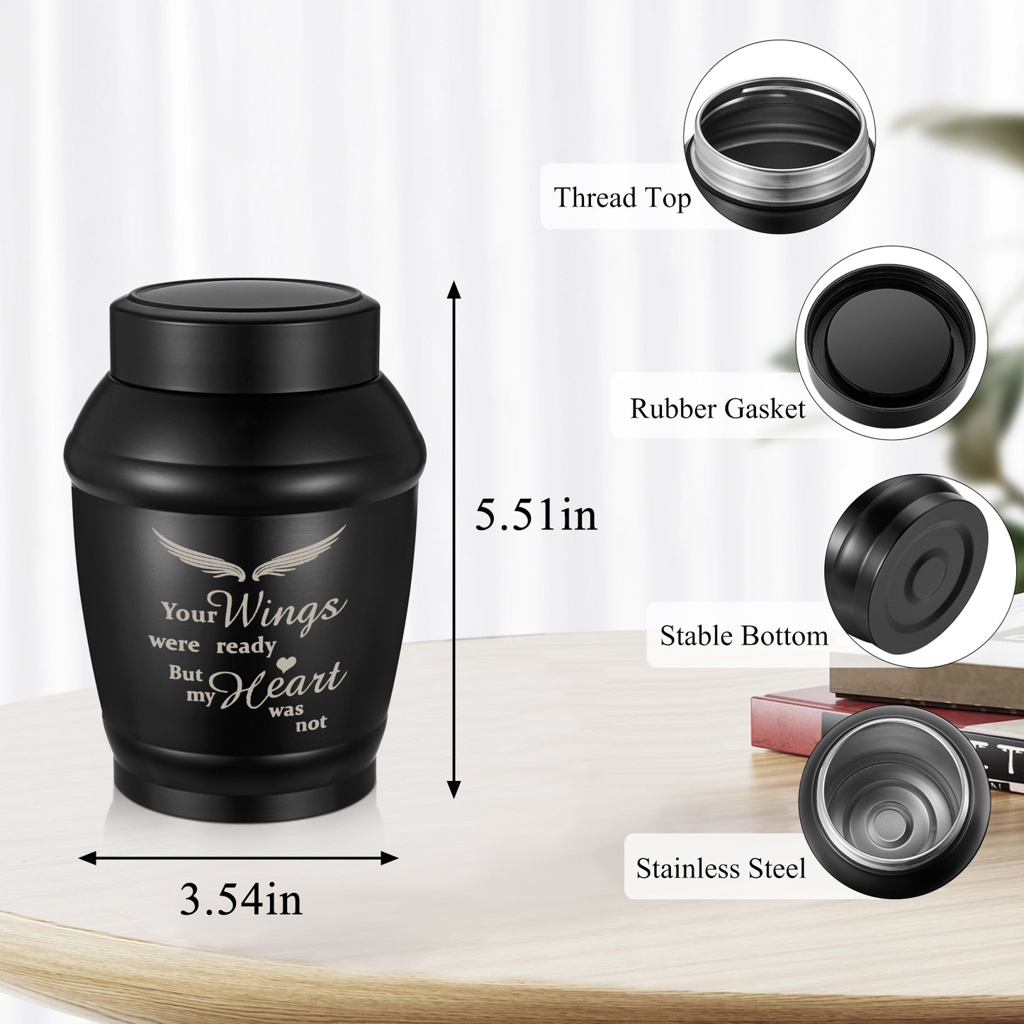 Urns for Human Ashes Stainless Steel Urn for Ashes Keepsake, Cremation Urns Memorial Holder, Funeral Decorative Urn