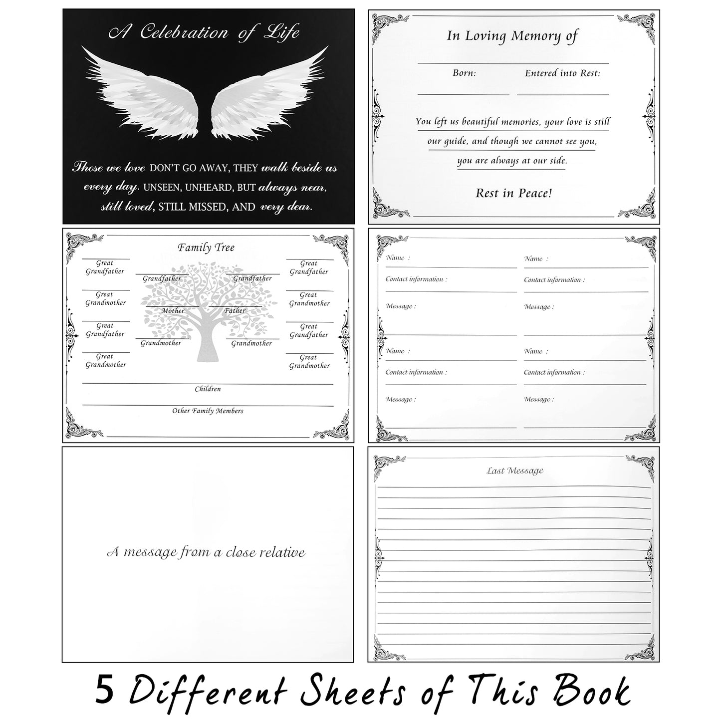 Funeral Guest Book for Memorial Service Celebration of Life Guest Book 80 Pages Funeral Sign-in Book