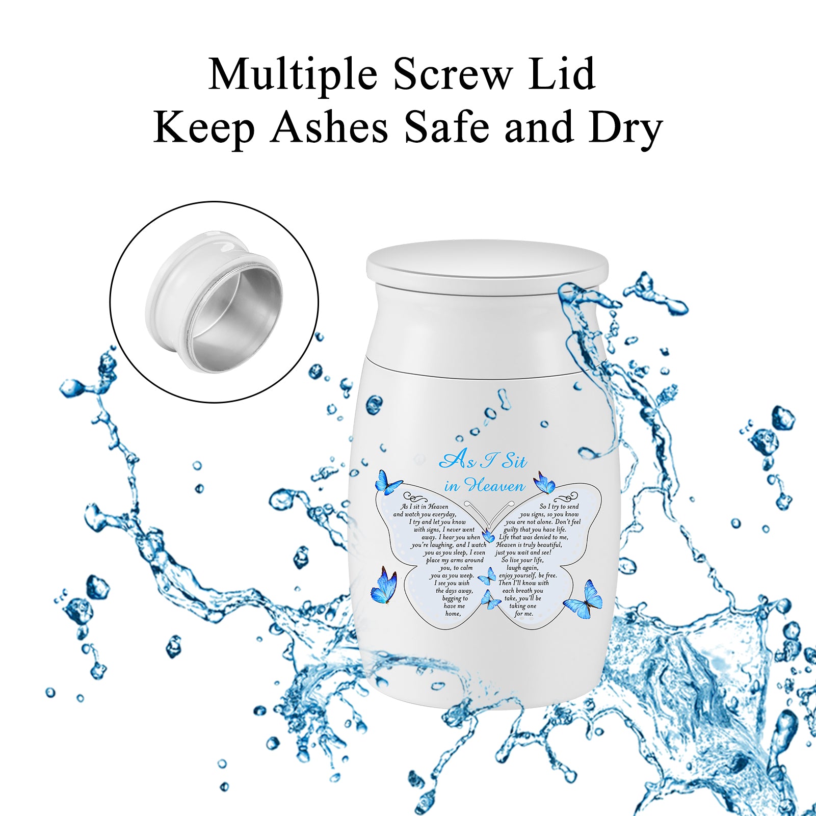 Small Urns for Human Ashes Aluminium Mini Keepsake Urn Butterflies Small Cremation Urns for Ashes Memorial Ashes Keepsake