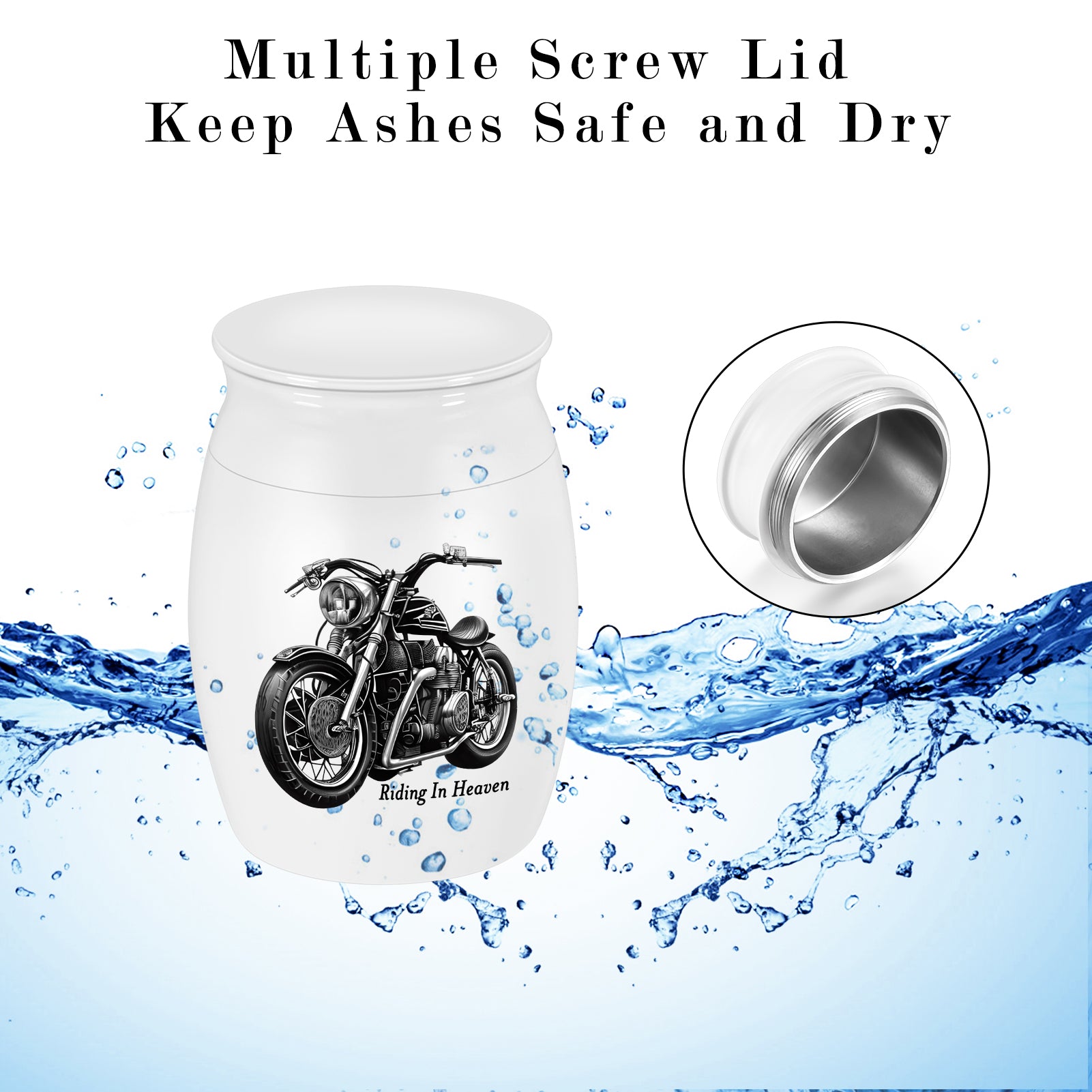 Mini Urns Stainless Steel Decorative Cremation Keepsake for Ashes 1.57 Small Urns Memorial Ashes Urn with Black Motorcycle - Riding in Heaven