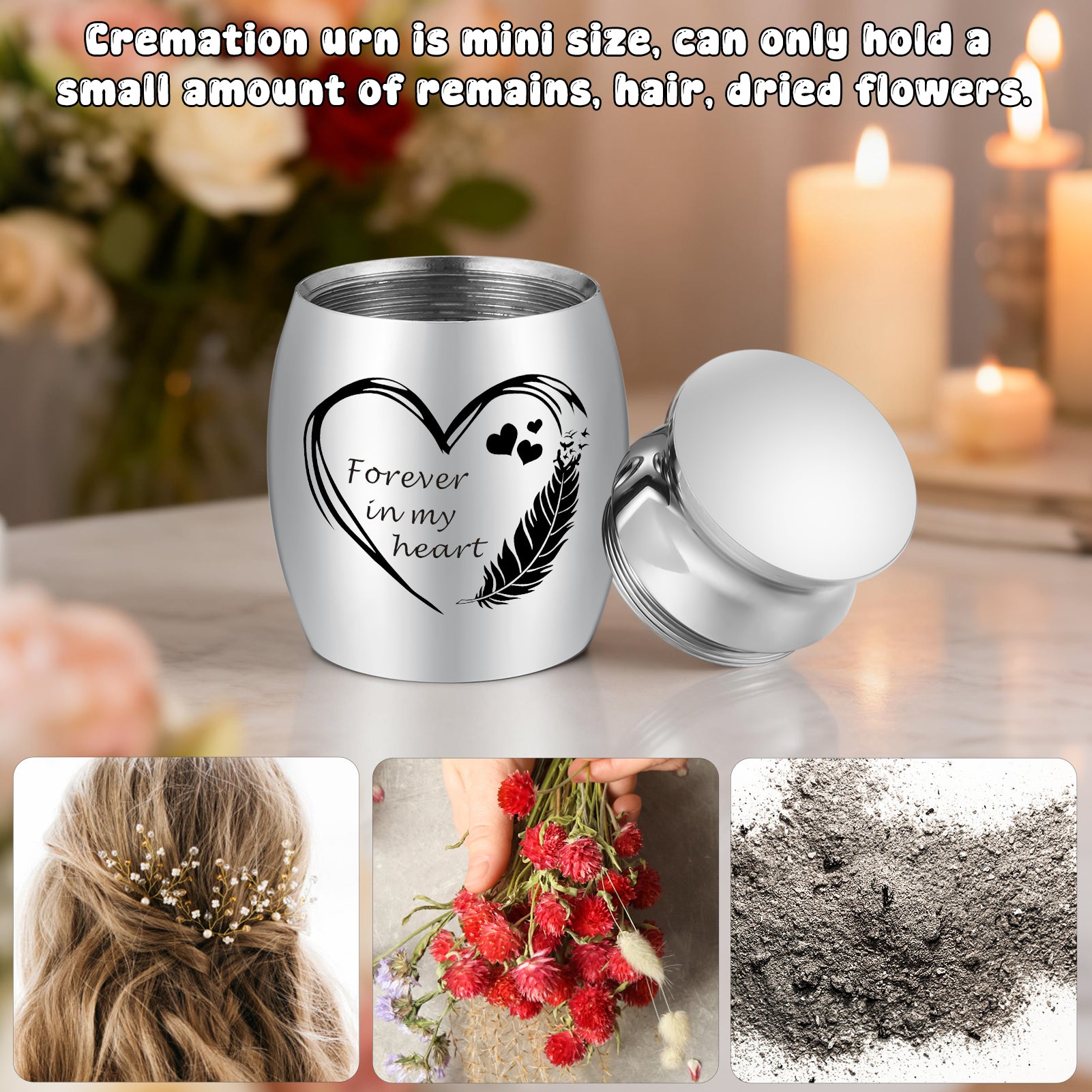 Heart Wood Urn Box Mini Urns for Human Ashes 1.2 Inches Small Urns for Human Ashes Keepsake Heart Cremation Keepsake Urn Small Urn for Ash for Women Men