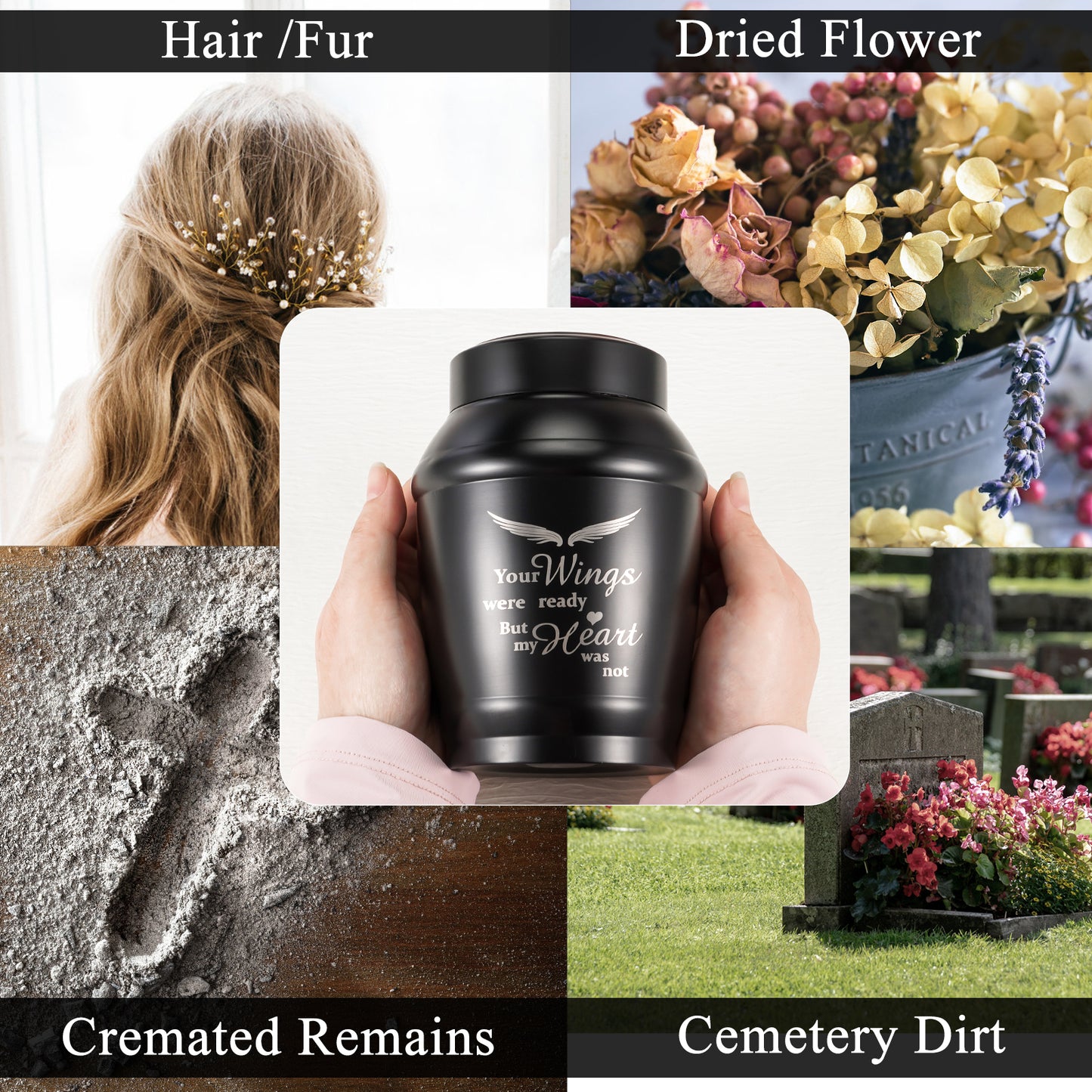 Urns for Human Ashes Stainless Steel Urn for Ashes Keepsake, Cremation Urns Memorial Holder, Funeral Decorative Urn