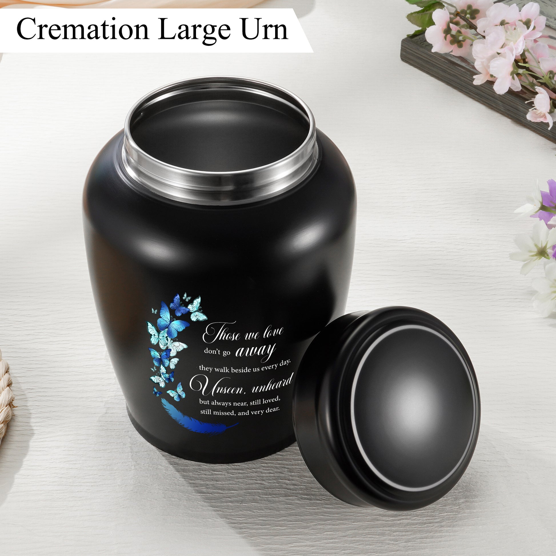 SOITIS Large Urns for Adult Male Female-Decorative Urns, Stainless Steel Funeral Keepsake for Ashes Remains Cremation Urn for Human Ashes for Women Man