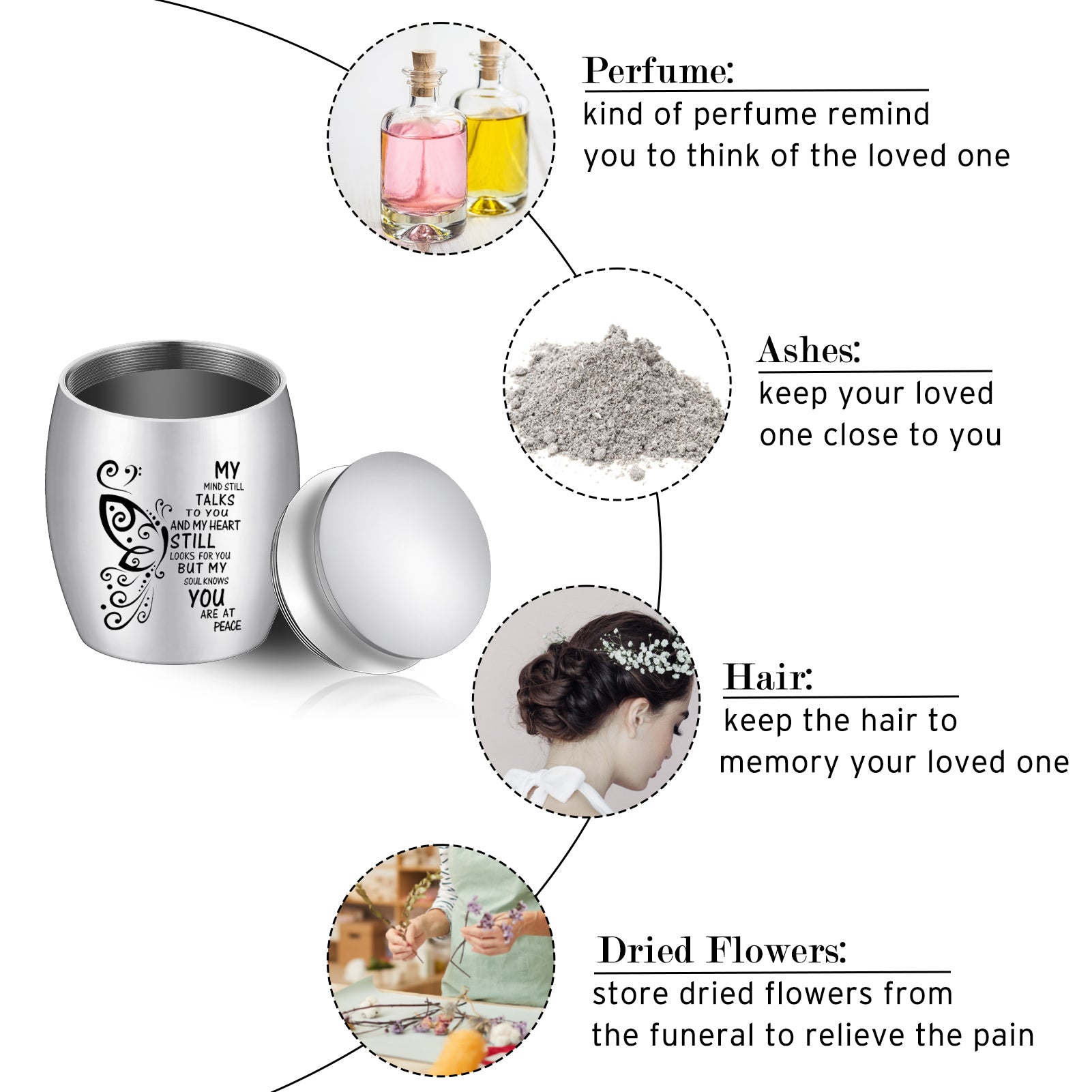 Small Urn for Ashes 1.57 Inches Small Keepsake Urn for Human Ashes Butterfly Mini Urn Stainless Steel Ash Holder Small Ash Urn for Women Keepsake