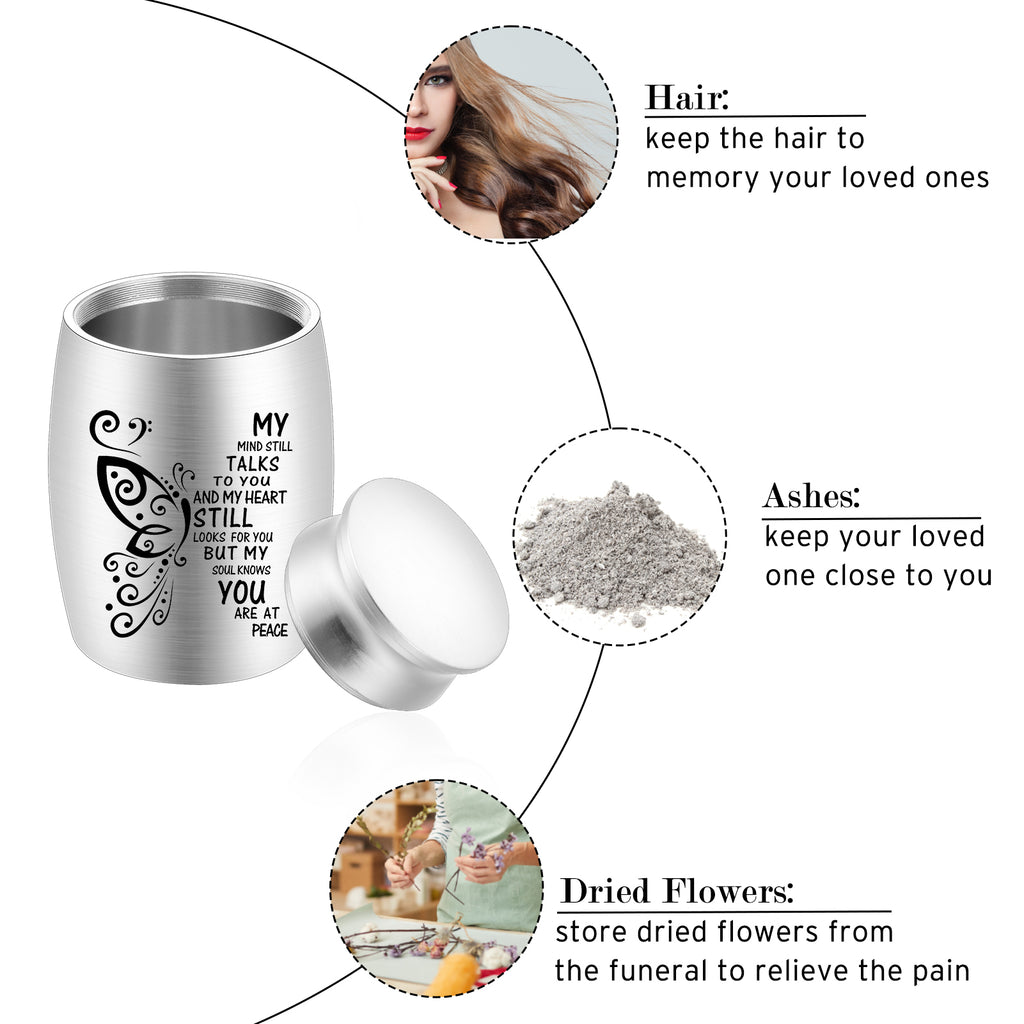 Small Aluminum Keepsake Cremation Urn Butterfly Mini Cremation Urns for Ashes Aluminum Small Memorial Ashes Holder