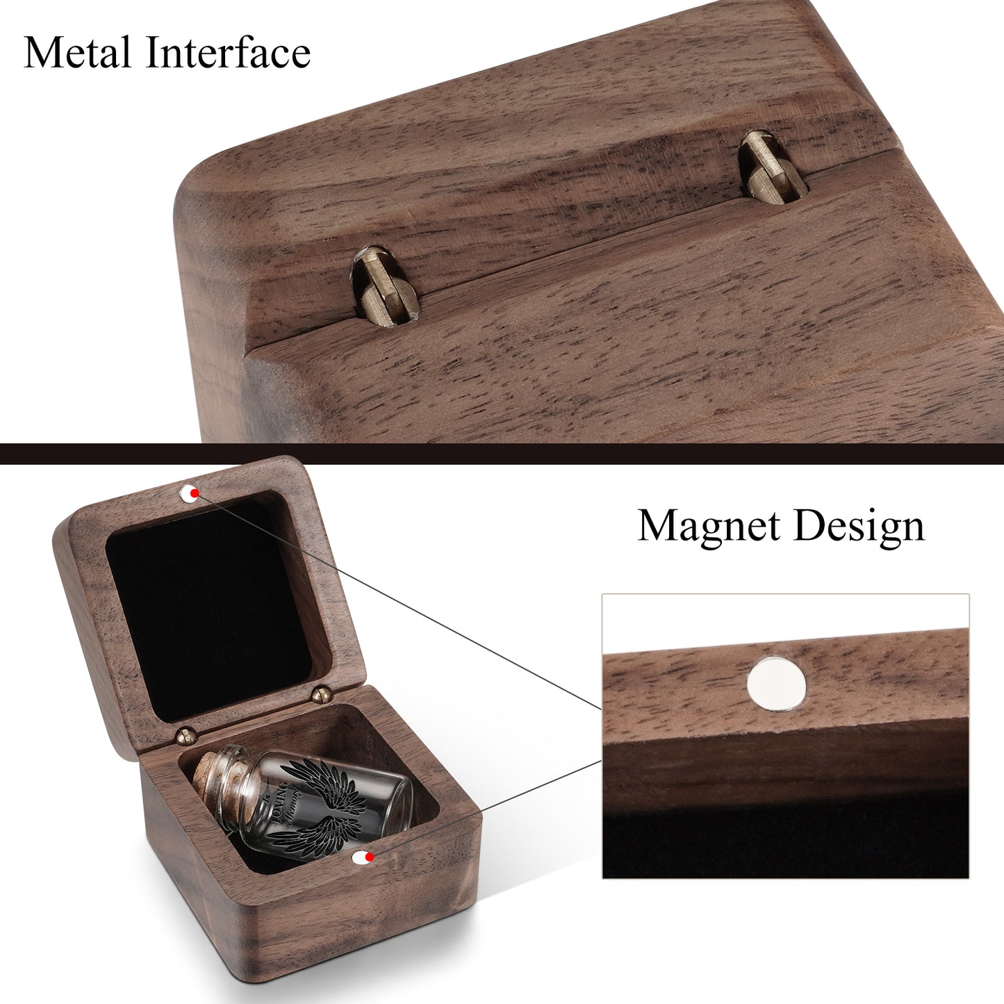 Wooden Box for Ashes Small Glass Urn for Human Ashes Keepsake, Mini Urns for Ashes, Funeral Keepsake