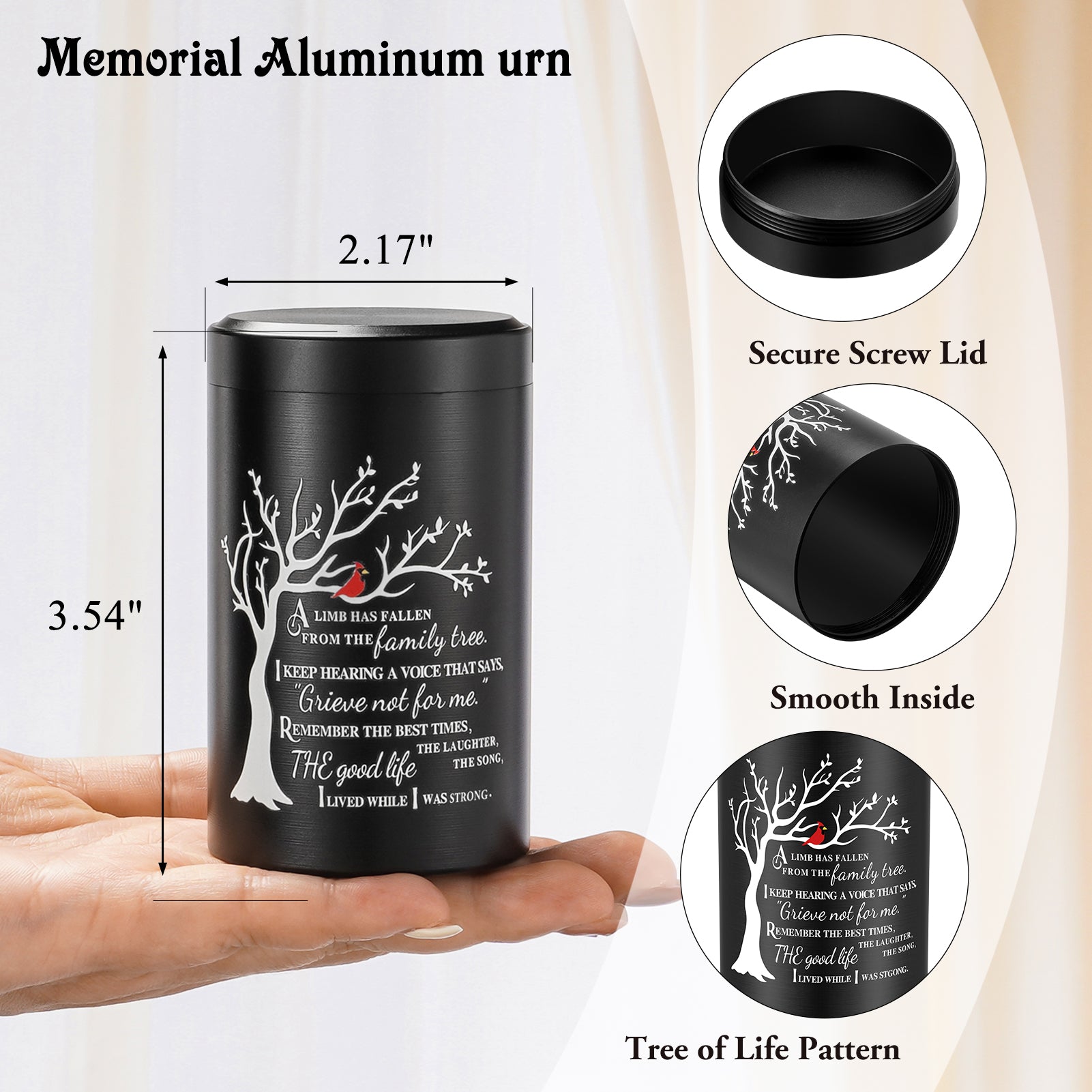 Set of 4 Small Urns for Human Ashes Keepsake, 3.54 Inches Stainless Steel Mini Urns for Ashes, Cremation Urns for Women Men, Funeral Keepsake Burial Holder