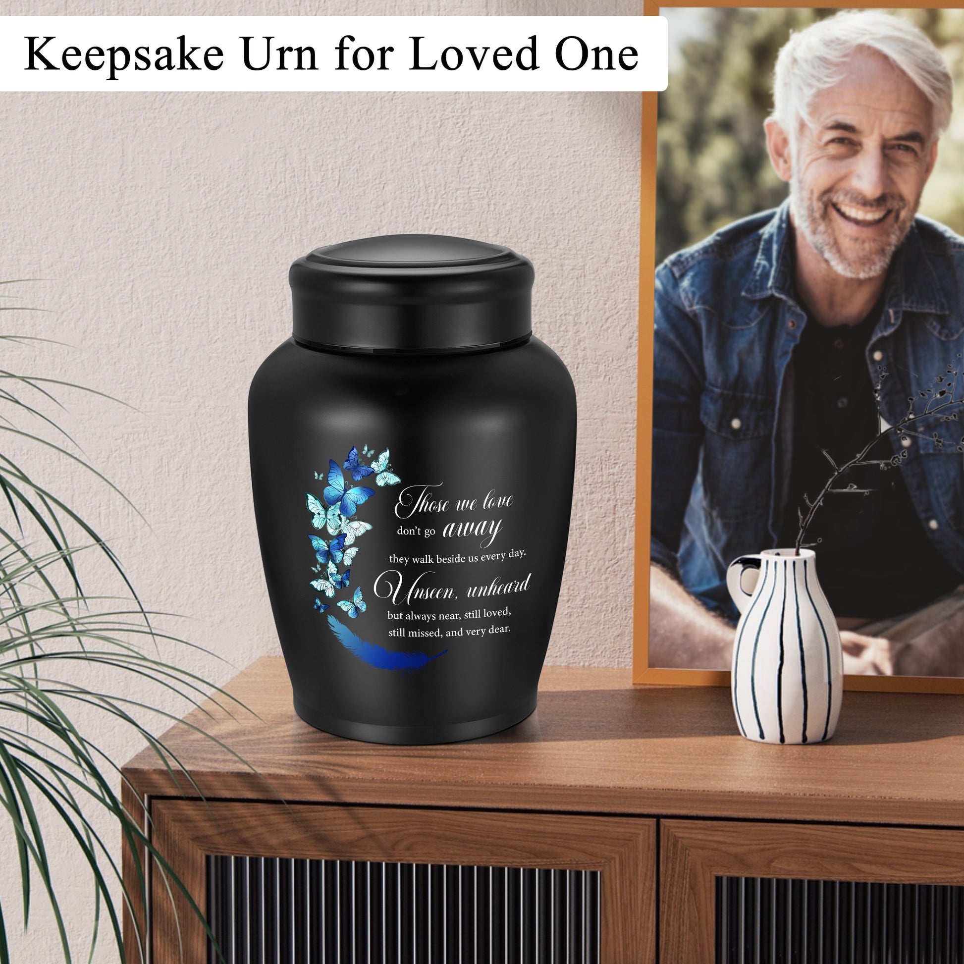 SOITIS Large Urns for Adult Male Female-Decorative Urns, Stainless Steel Funeral Keepsake for Ashes Remains Cremation Urn for Human Ashes for Women Man