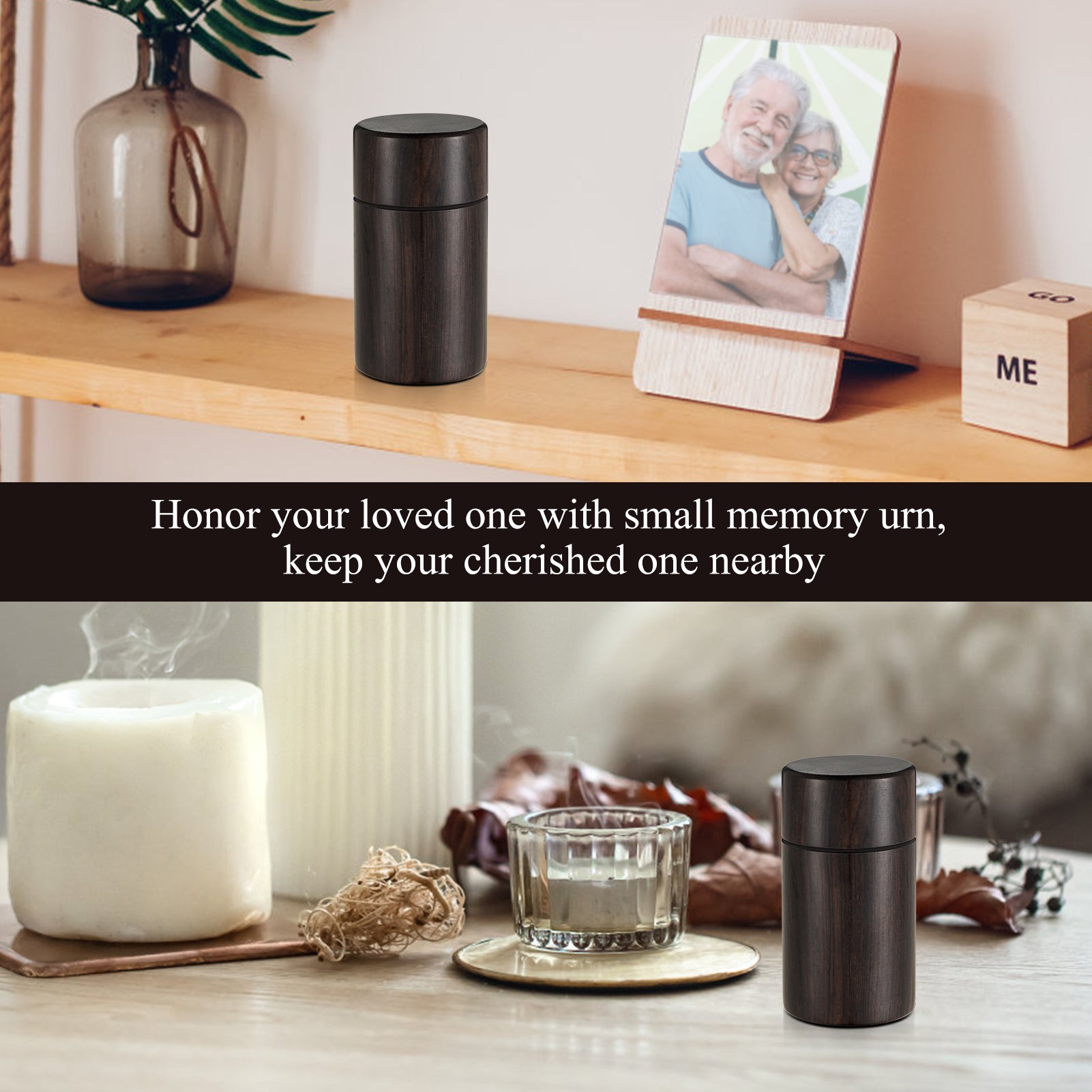 Small Sandalwood Urn for Human Ashes, 2.9 Inch Cremation Ashes Urns - Mini Memorial Wood Urns, Small Memorial Keepsake, Decorative Urn for Women Men
