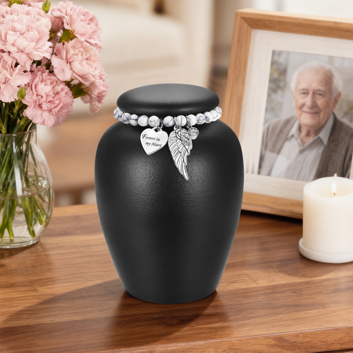 Urn for Human Ashes Keepsake- 4.8 Inches White Ceramic Urn Ashes Keepsake, Memorial Holder Decorative Urn