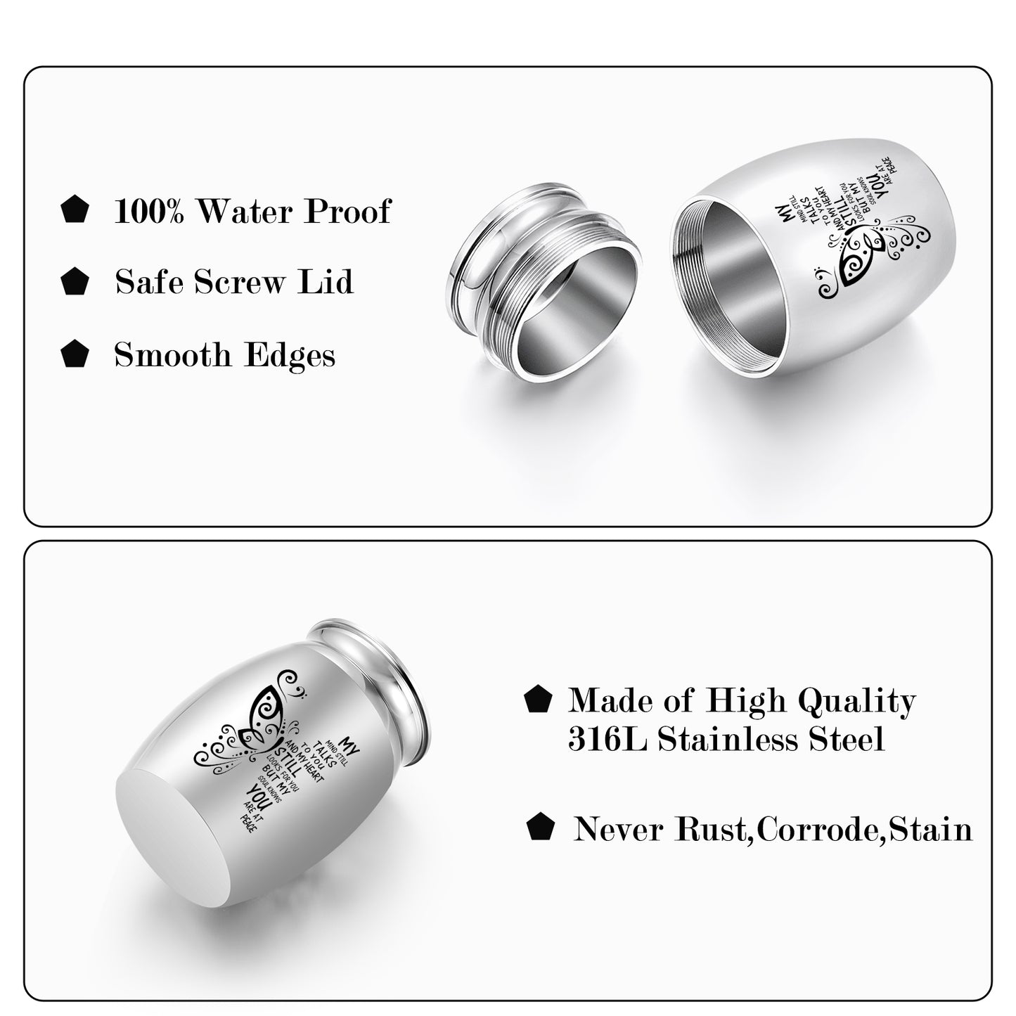 Small Urn for Ashes Small Keepsake Urn for Human Ashes Butterfly Mini Urn Stainless Steel Small Ash Urn