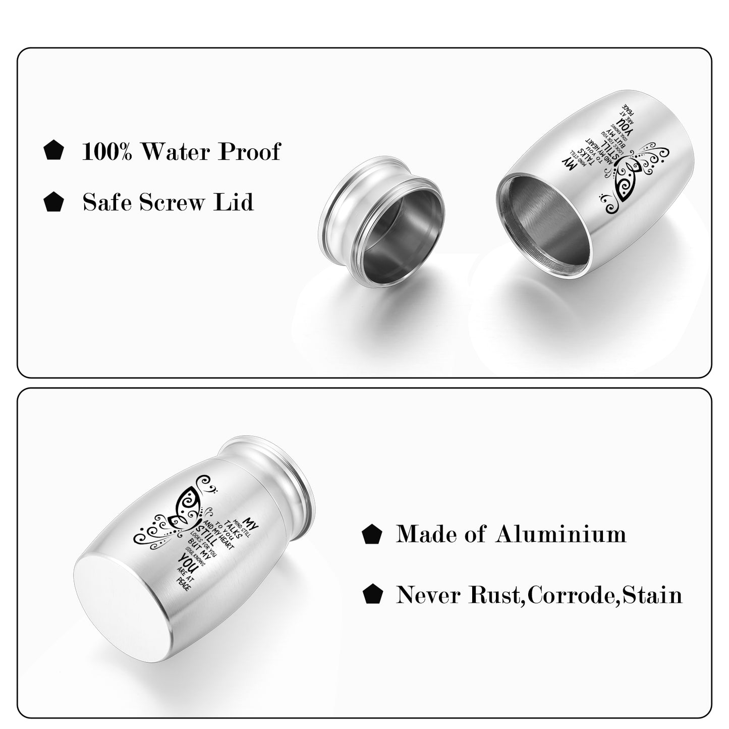 Small Aluminum Keepsake Cremation Urn Butterfly Mini Cremation Urns for Ashes Aluminum Urn