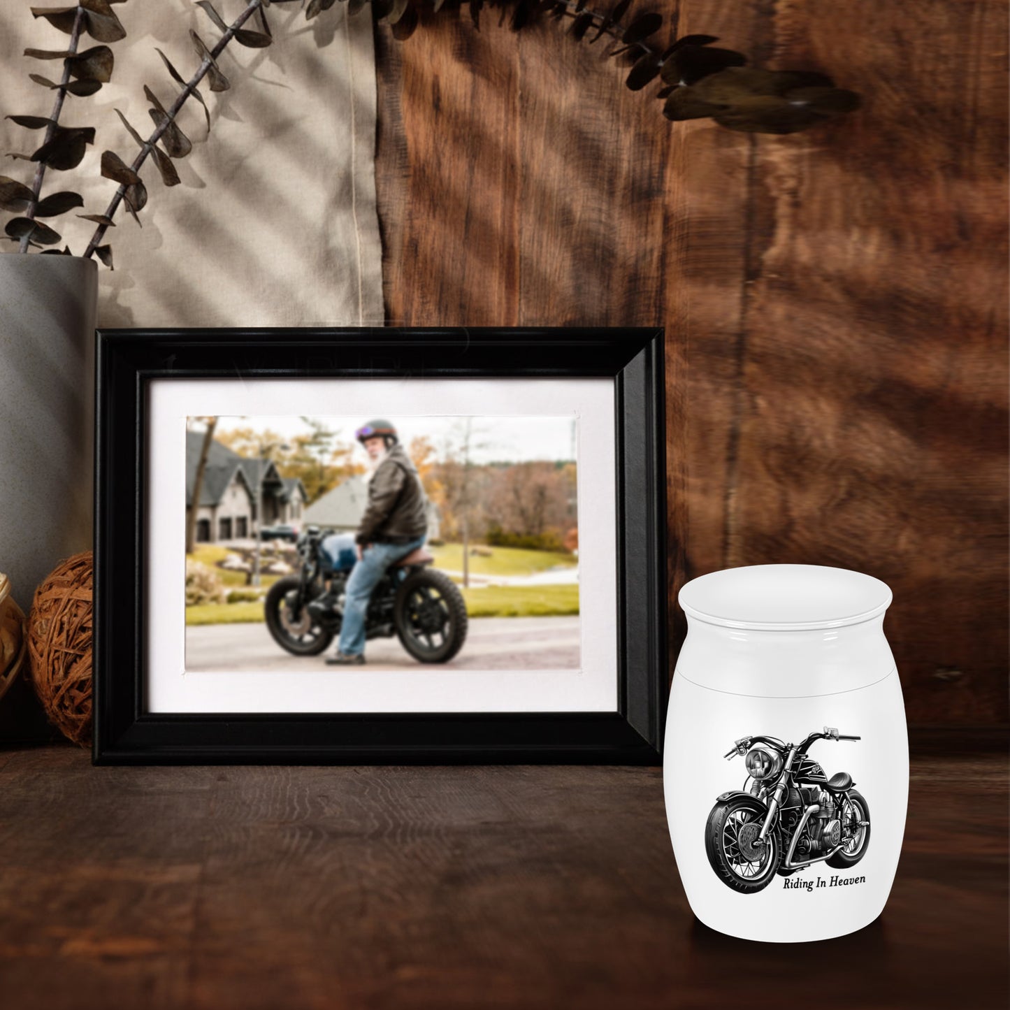 Mini Urns Stainless Steel Decorative Cremation Keepsake for Ashes 1.57 Small Urns Memorial Ashes Urn with Black Motorcycle